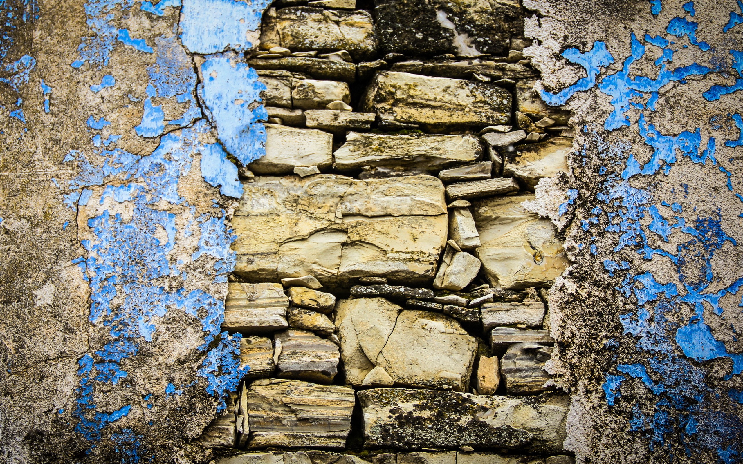 General 2560x1600 wall texture blue cracked stones rocks