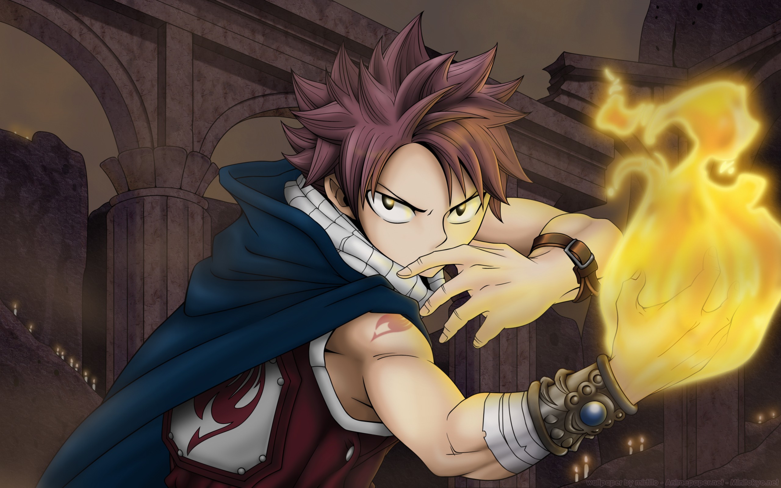 Anime 2560x1600 anime Fairy Tail Dragneel Natsu anime boys looking at viewer warrior