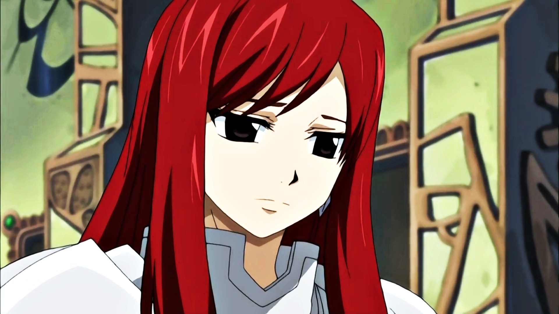 Anime 1920x1080 anime Fairy Tail Scarlet Erza anime girls redhead dark eyes women looking away sad