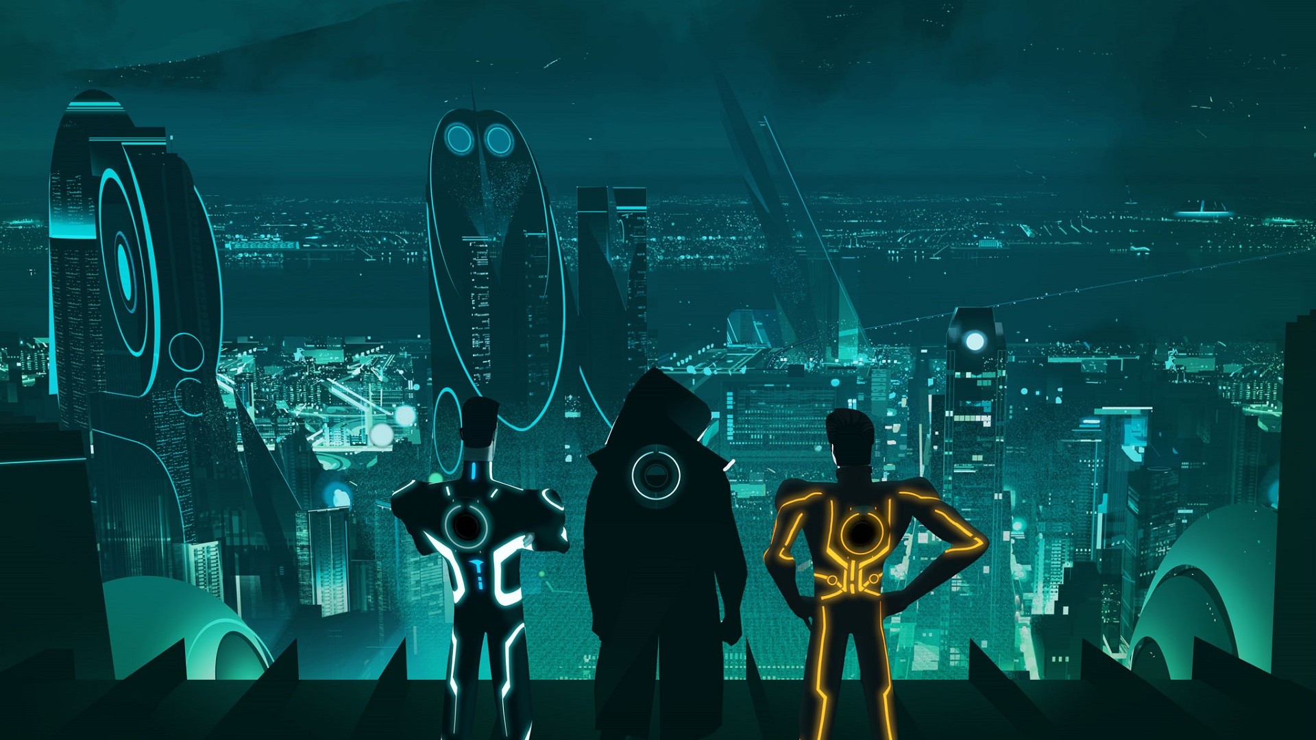 General 1920x1080 Tron Tron: Uprising Escape from Argon City video games futuristic teal turquoise