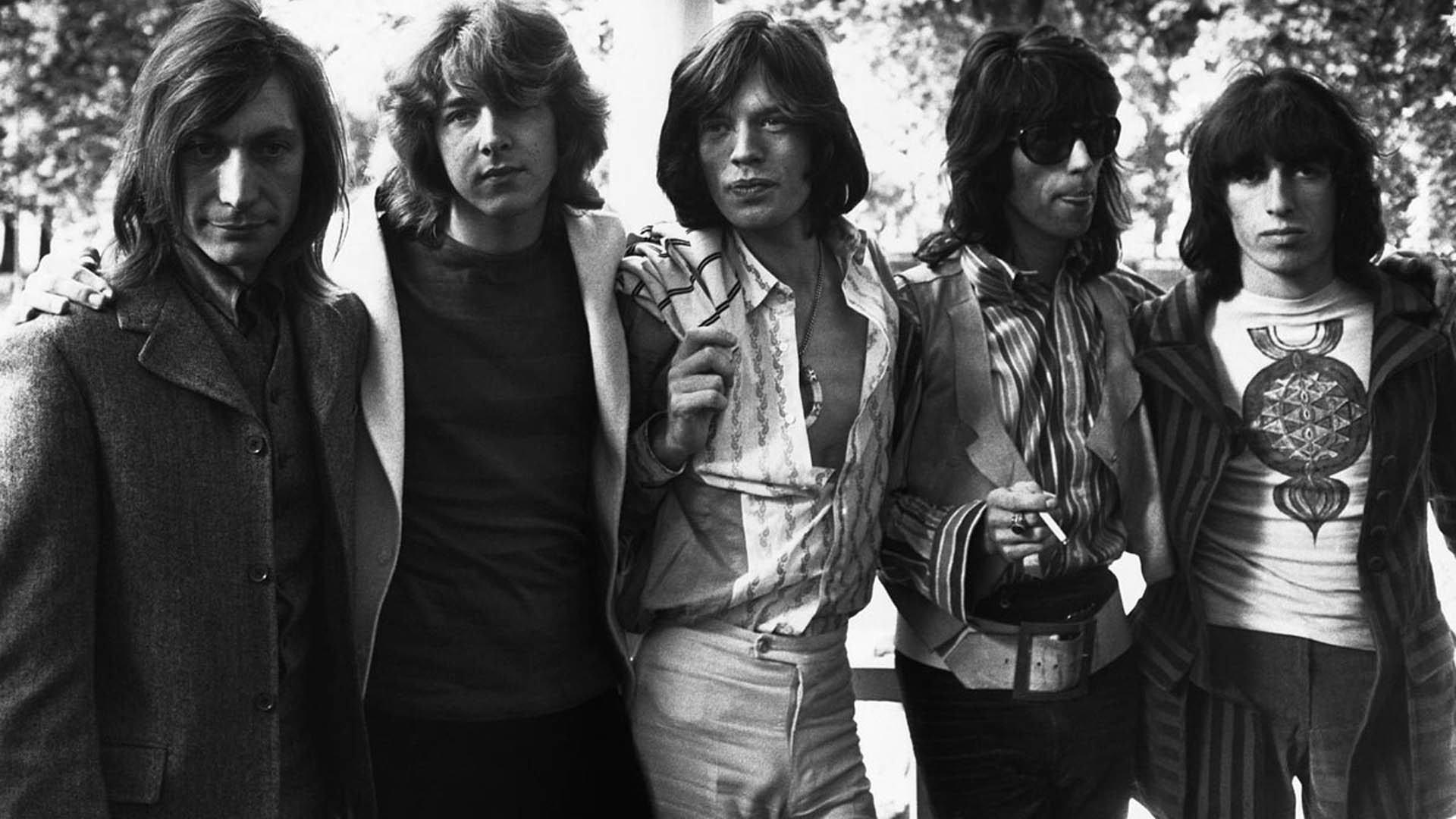 People 1920x1080 men musician rockstar singer Rolling Stones Mick Jagger Keith Richards monochrome legends long hair Group of Men music