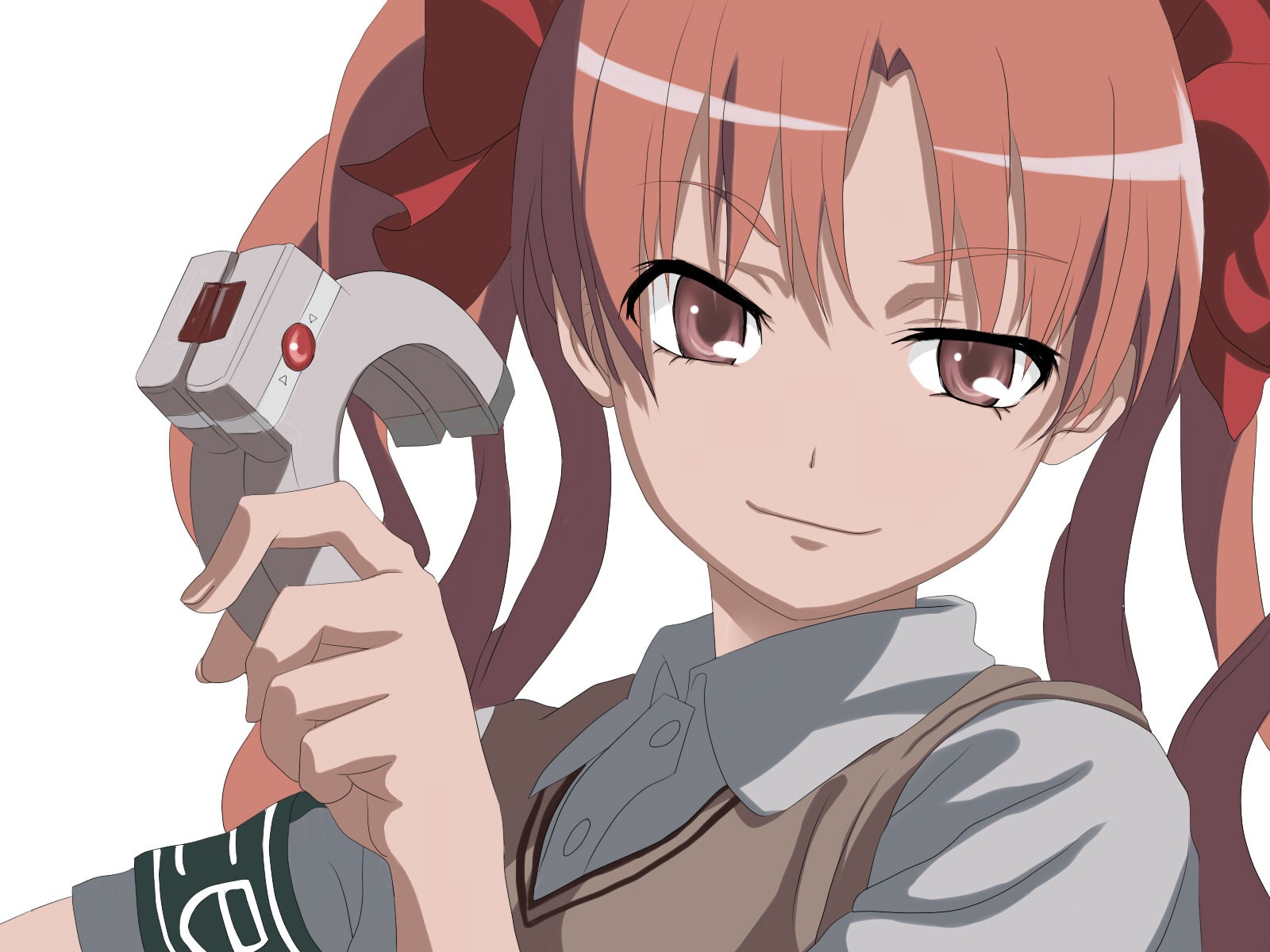 Anime 1600x1200 Shirai Kuroko anime girls anime To Aru Kagaku no Railgun looking at viewer face simple background white background