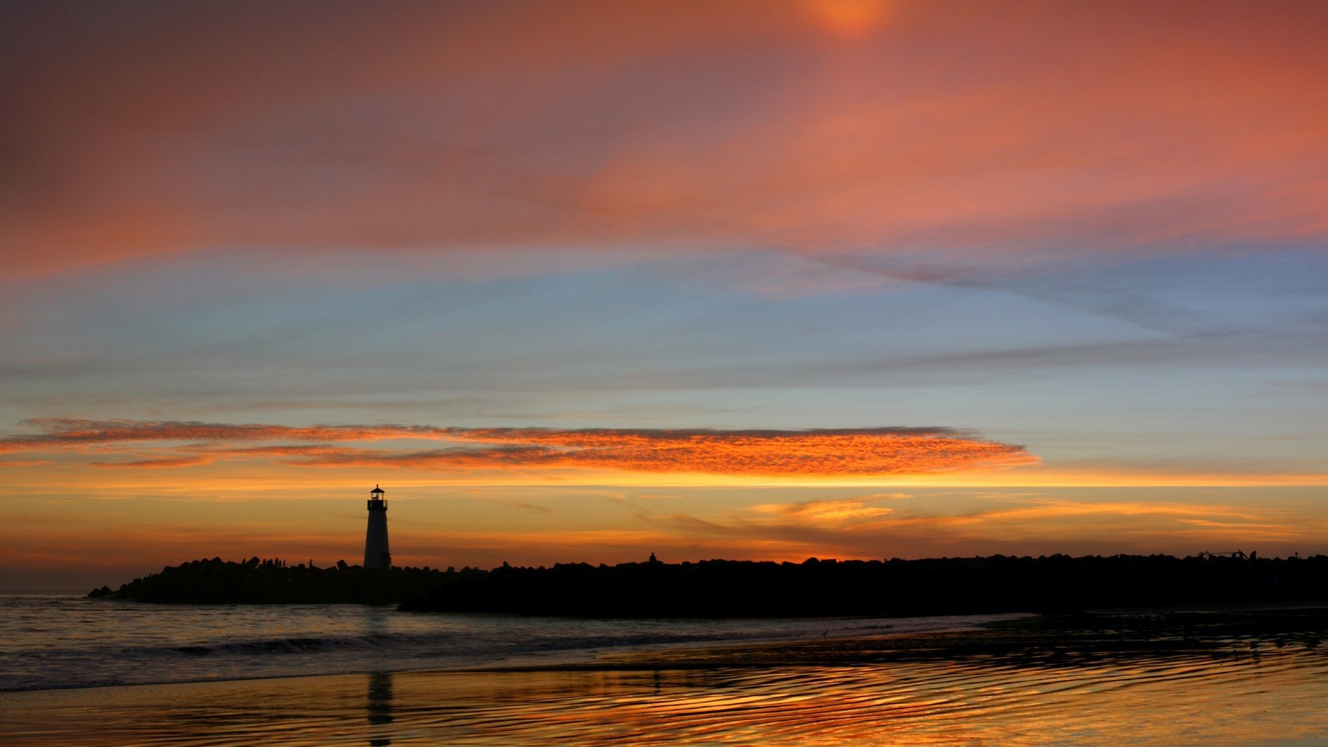 General 1920x1080 landscape sunset sea coast skyscape lighthouse dusk sky sunlight