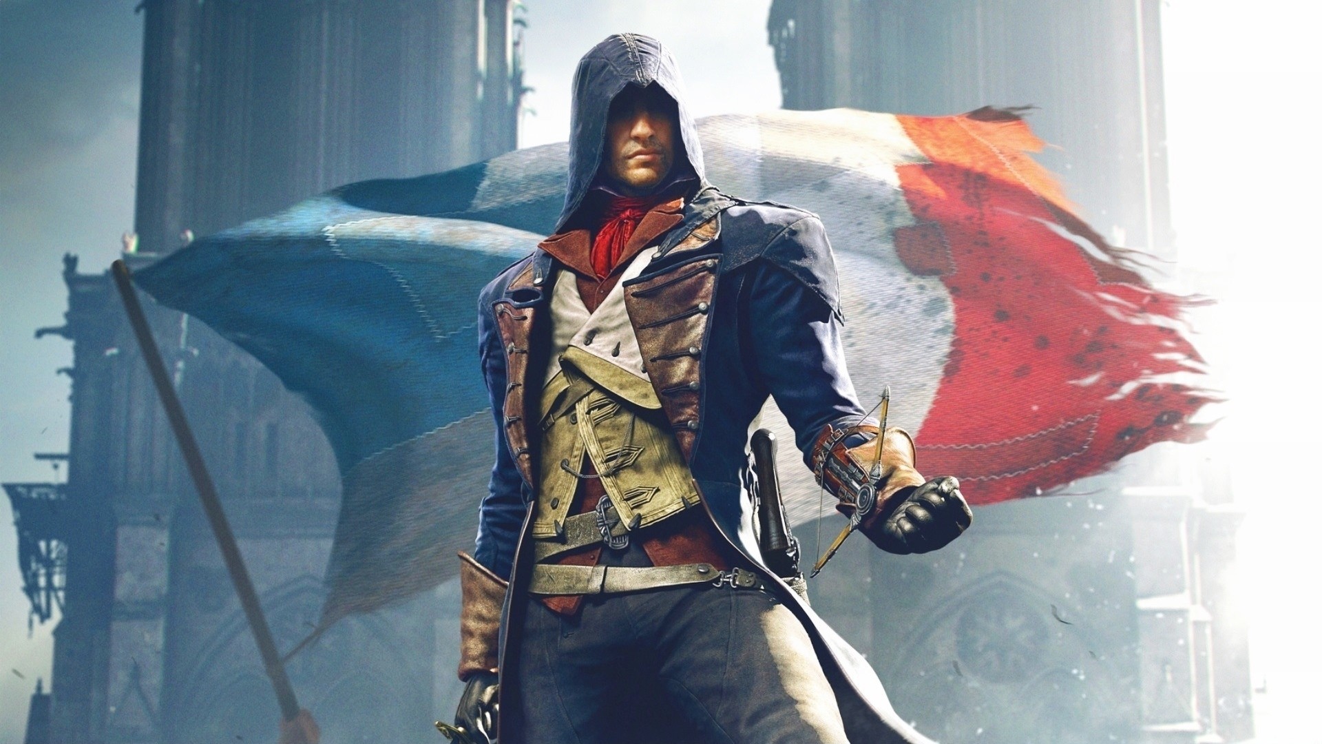 General 1920x1080 Assassin's Creed:  Unity France video games PC gaming Ubisoft hoods video game art video game men flag