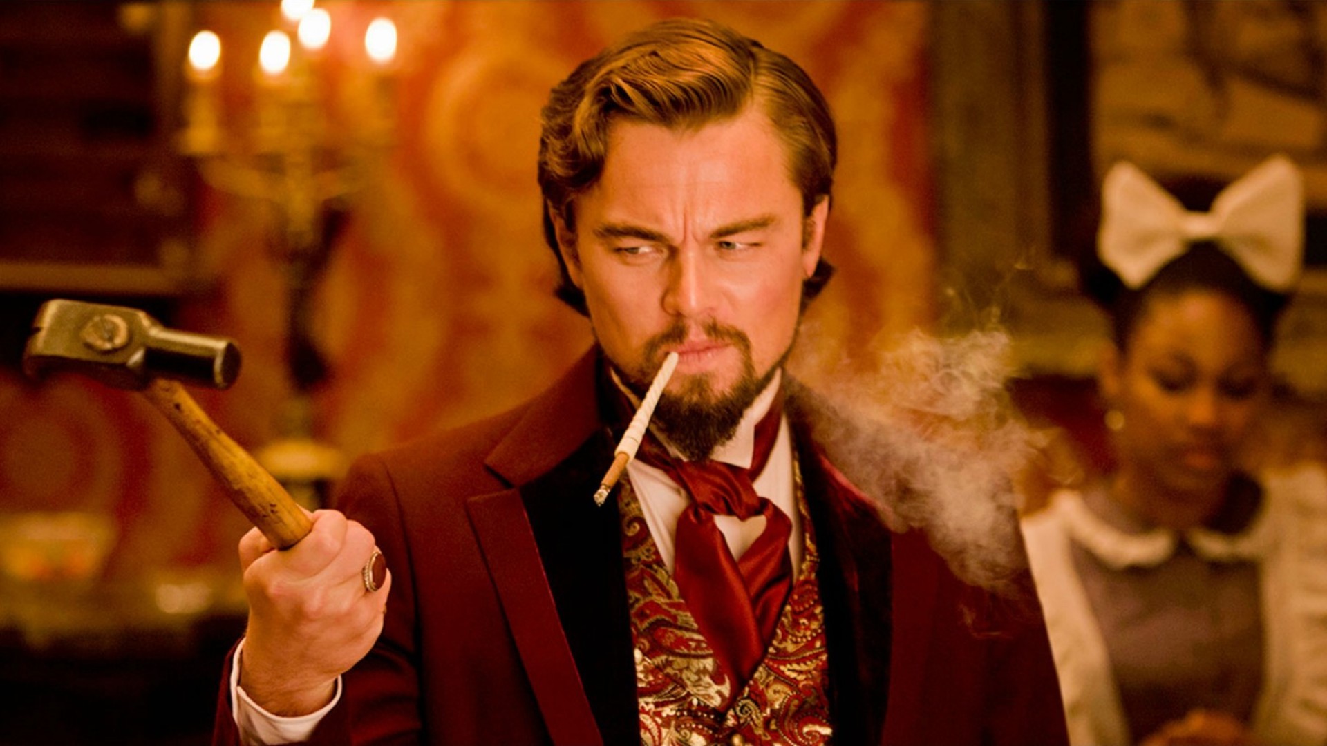 People 1920x1080 movies Django Unchained Leonardo DiCaprio smoking hammer film stills men