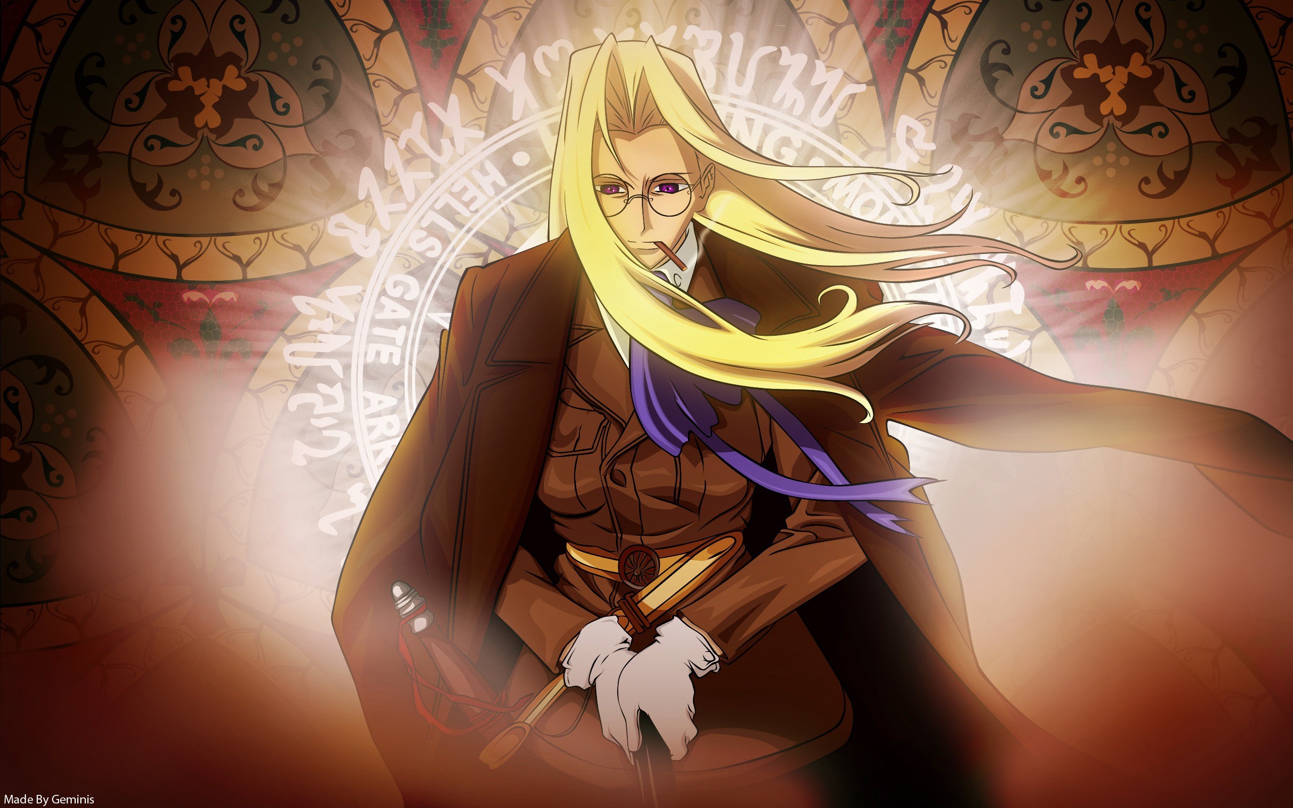 Anime 2560x1600 Hellsing Sir Integra Fairbrook Wingates Hellsing anime anime men blonde cigars long hair