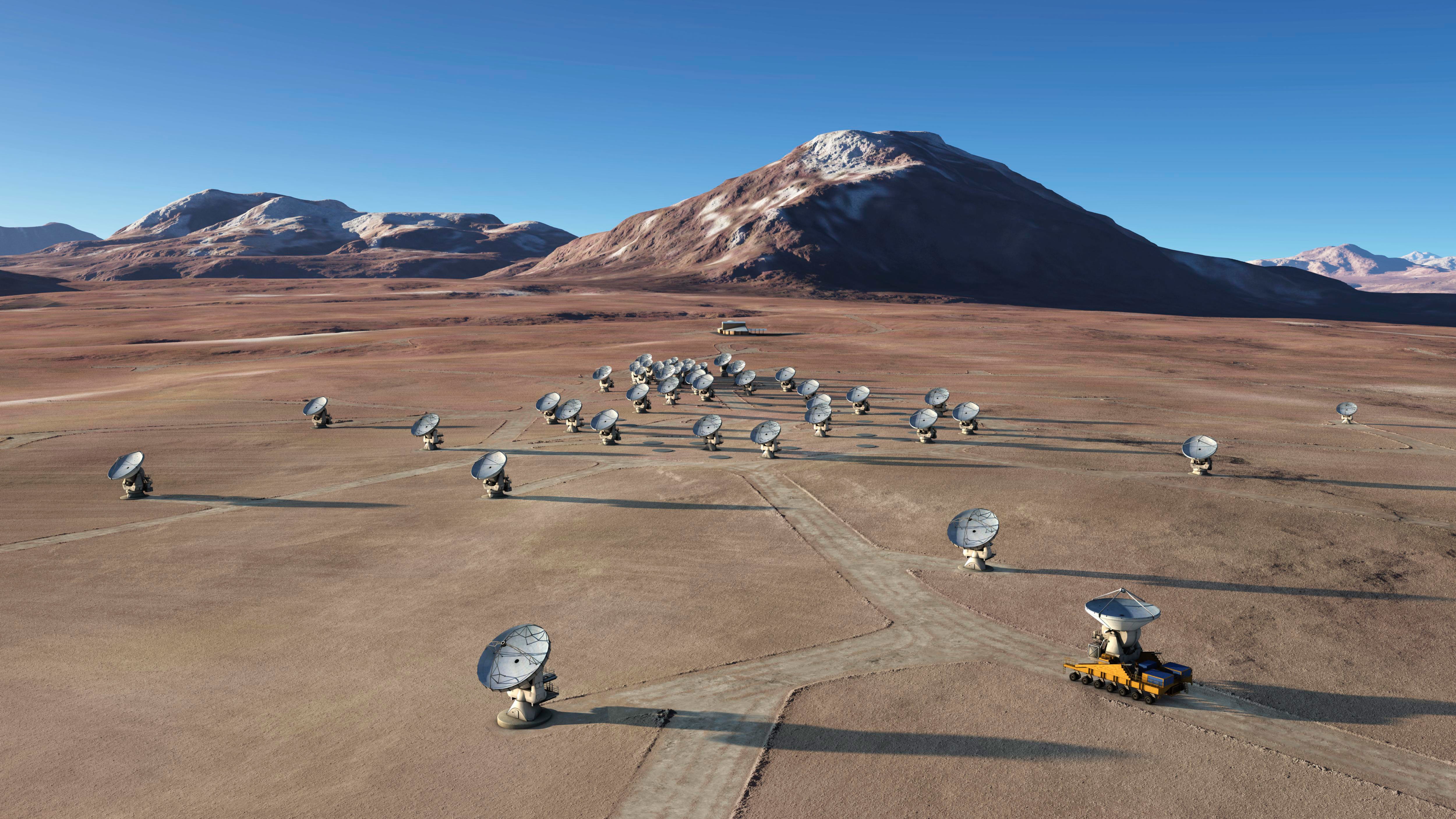 General 5000x2812 antenna landscape radiotelescope desert mountains aerial view