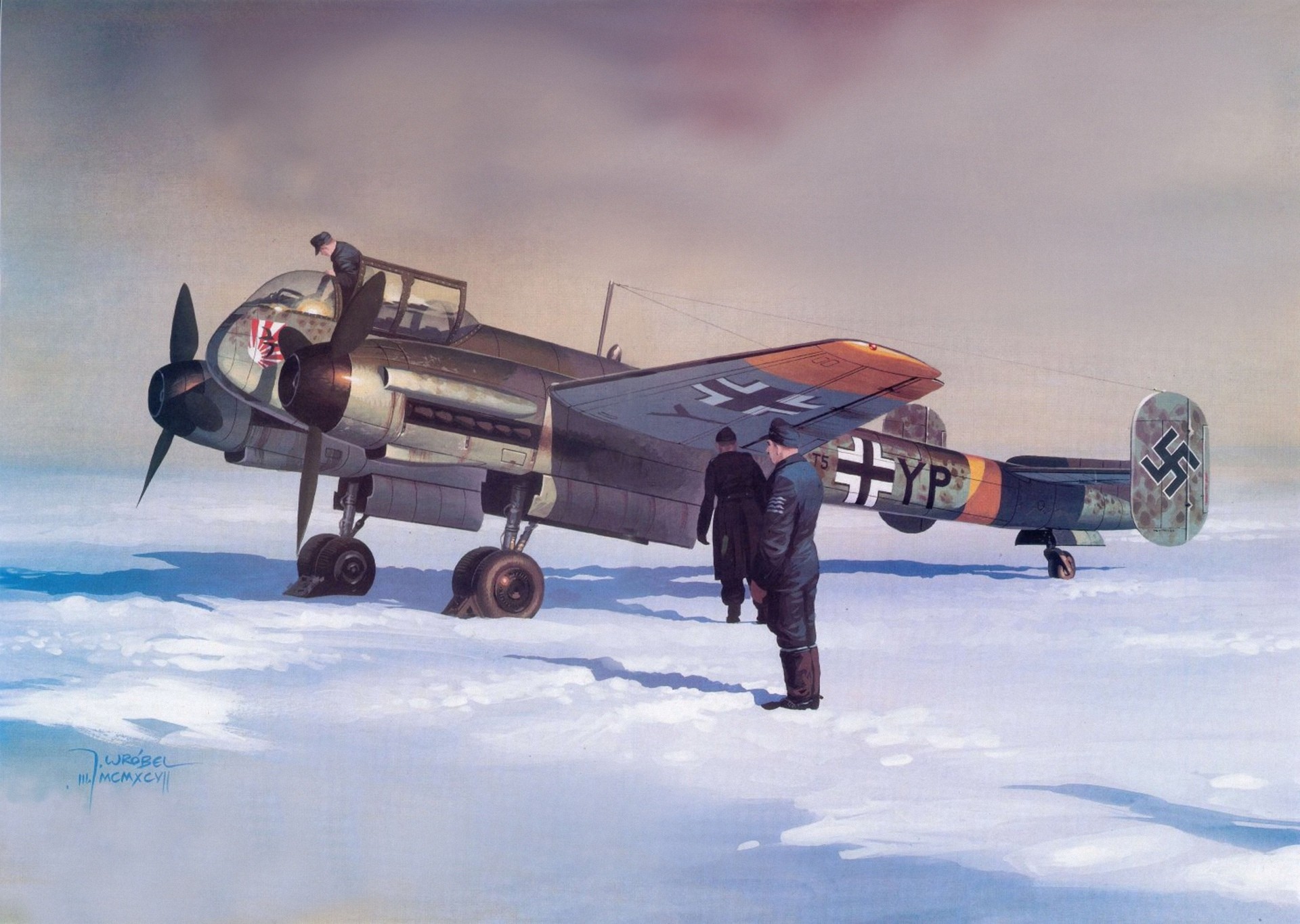General 1920x1366 World War II airplane aircraft military military aircraft Luftwaffe winter snow cold vehicle military vehicle German aircraft Arado Germany standing sky men soldier