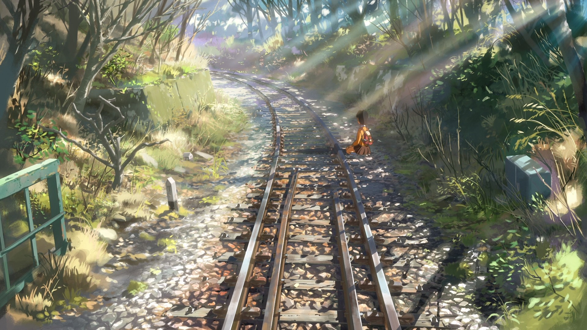 Anime 1920x1080 Hoshi wo Ou Kodomo anime girls anime outdoors railway