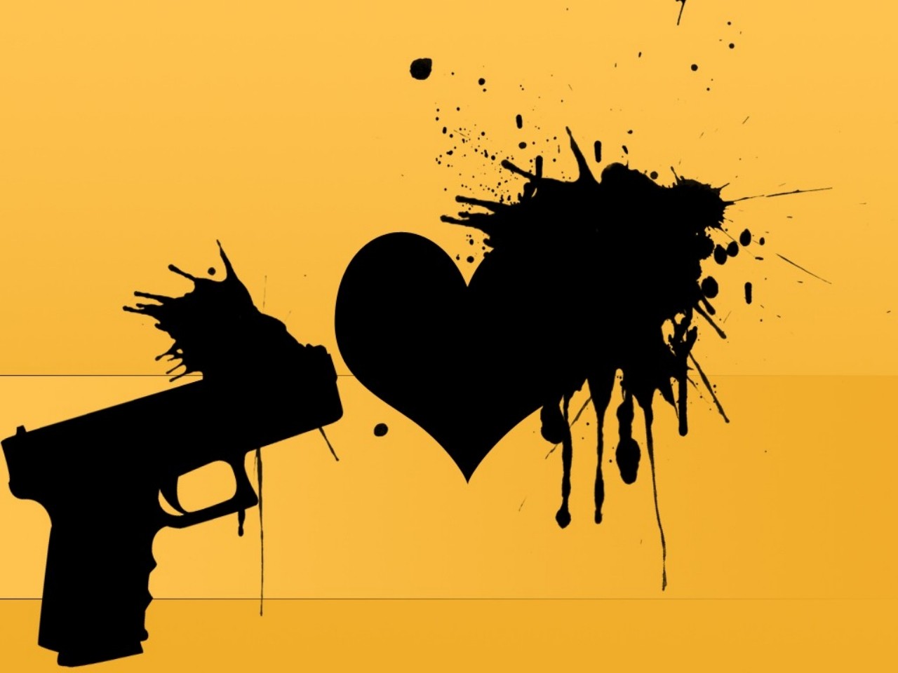 General 1280x960 blood heart (design) artwork weapon yellow background pistol