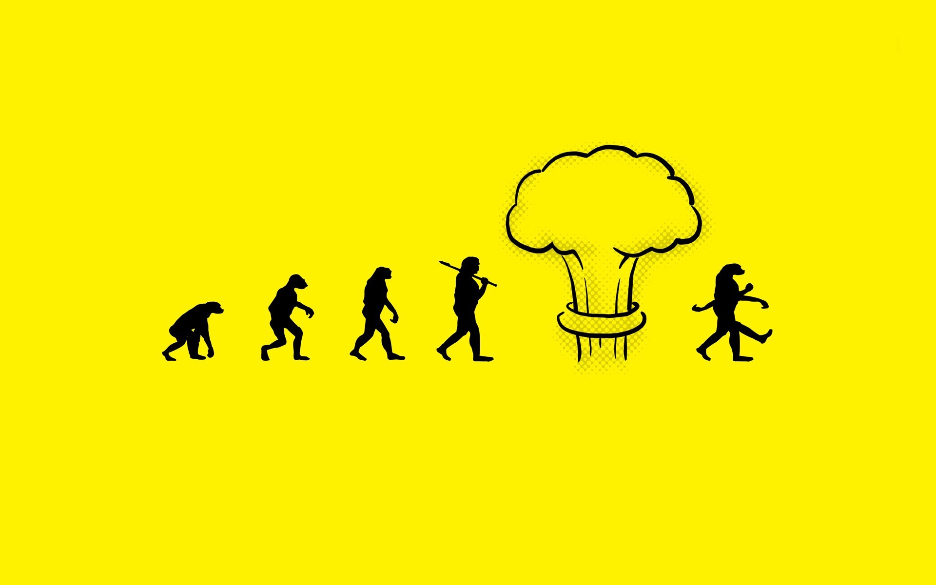 General 1920x1200 evolution minimalism humor ground simple background mushroom clouds atomic bomb artwork