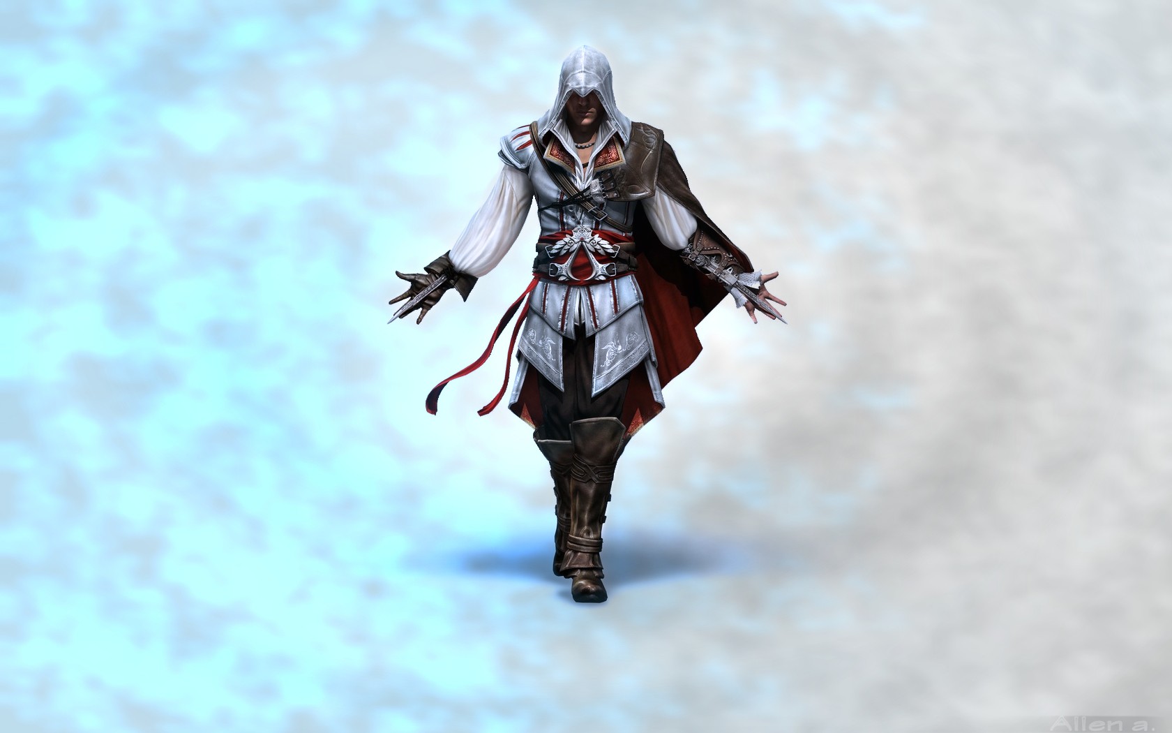 General 1680x1050 Assassin's Creed Assassin's Creed II video games PC gaming video game men hoods Ubisoft video game art cyan