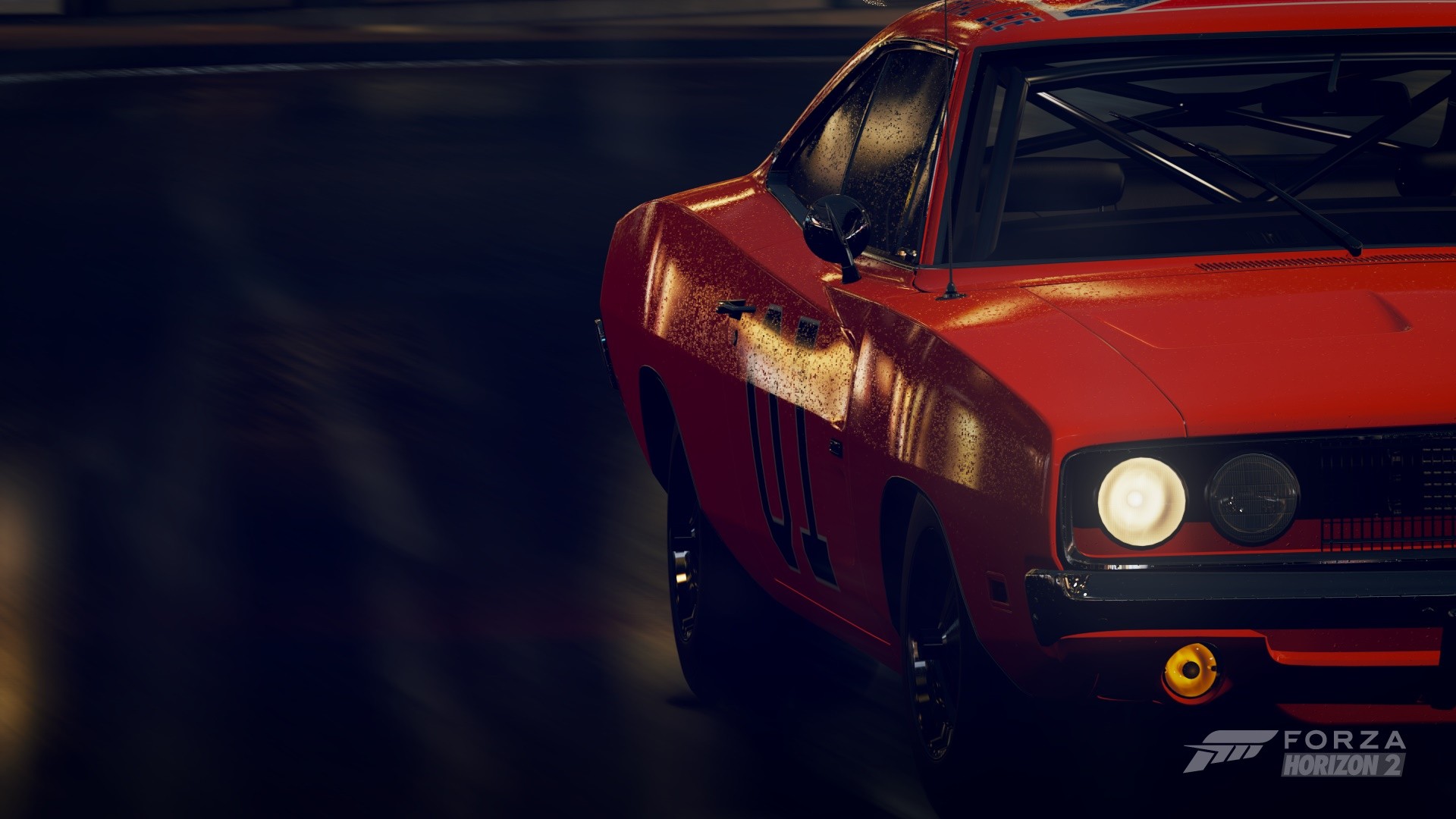 General 1920x1080 Forza Horizon 2 Dodge Charger General Lee drift orange cars night car video games red cars racing Turn 10 Studios
