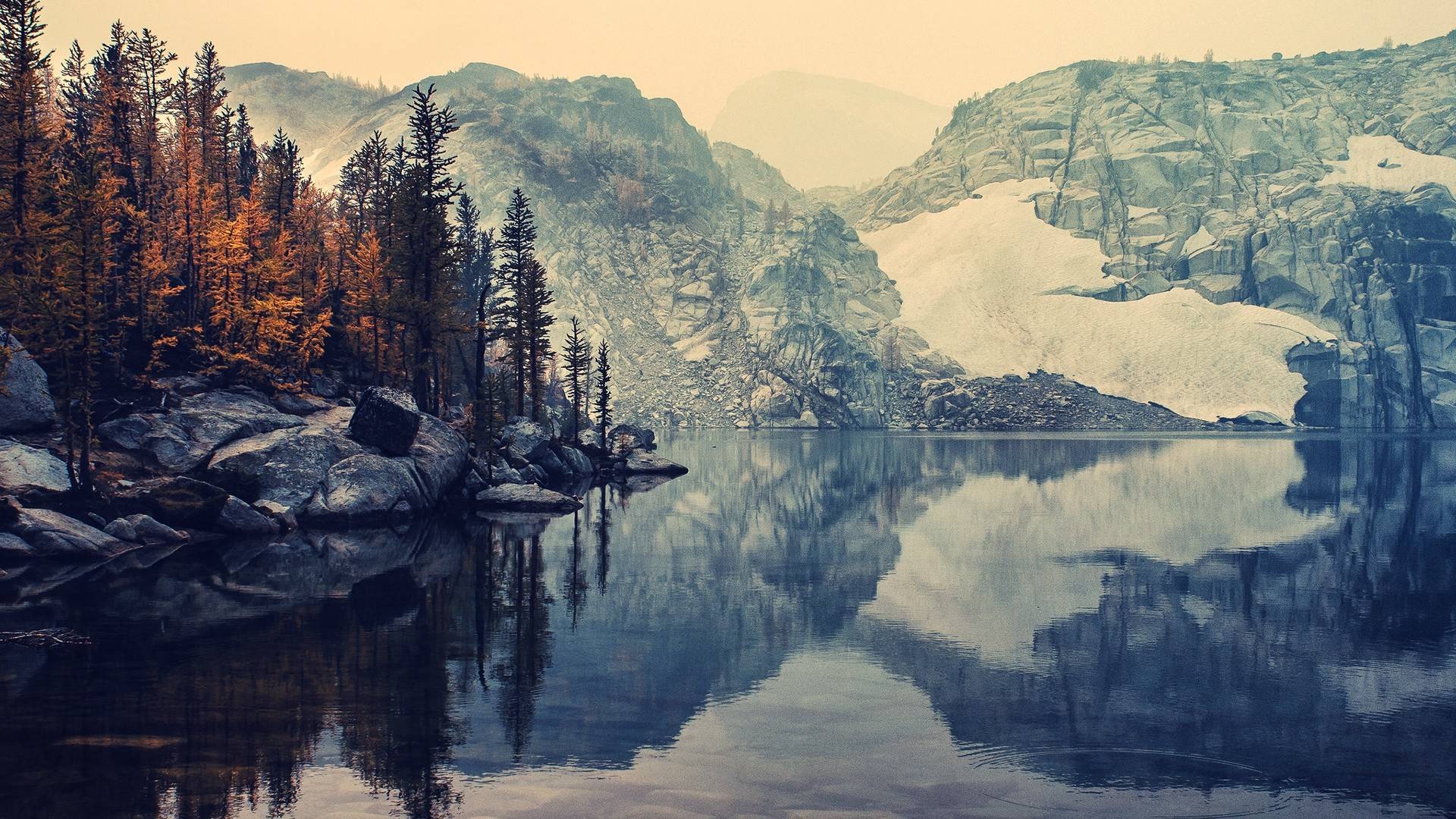 General 1920x1080 lake mountains nature landscape winter trees fall river snow reflection rocks water