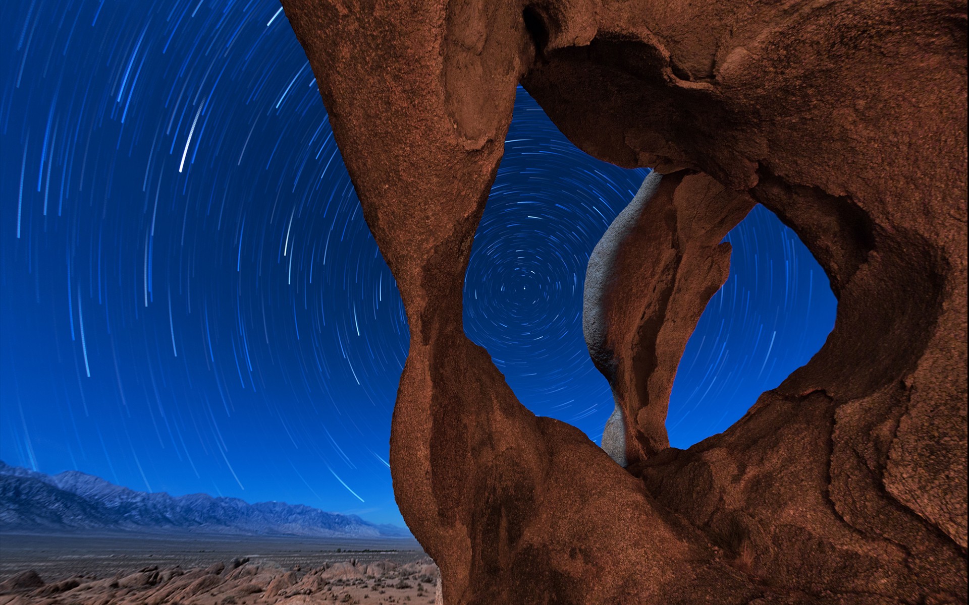 General 1920x1200 landscape star trails desert rocks USA nature long exposure sky stars outdoors low light