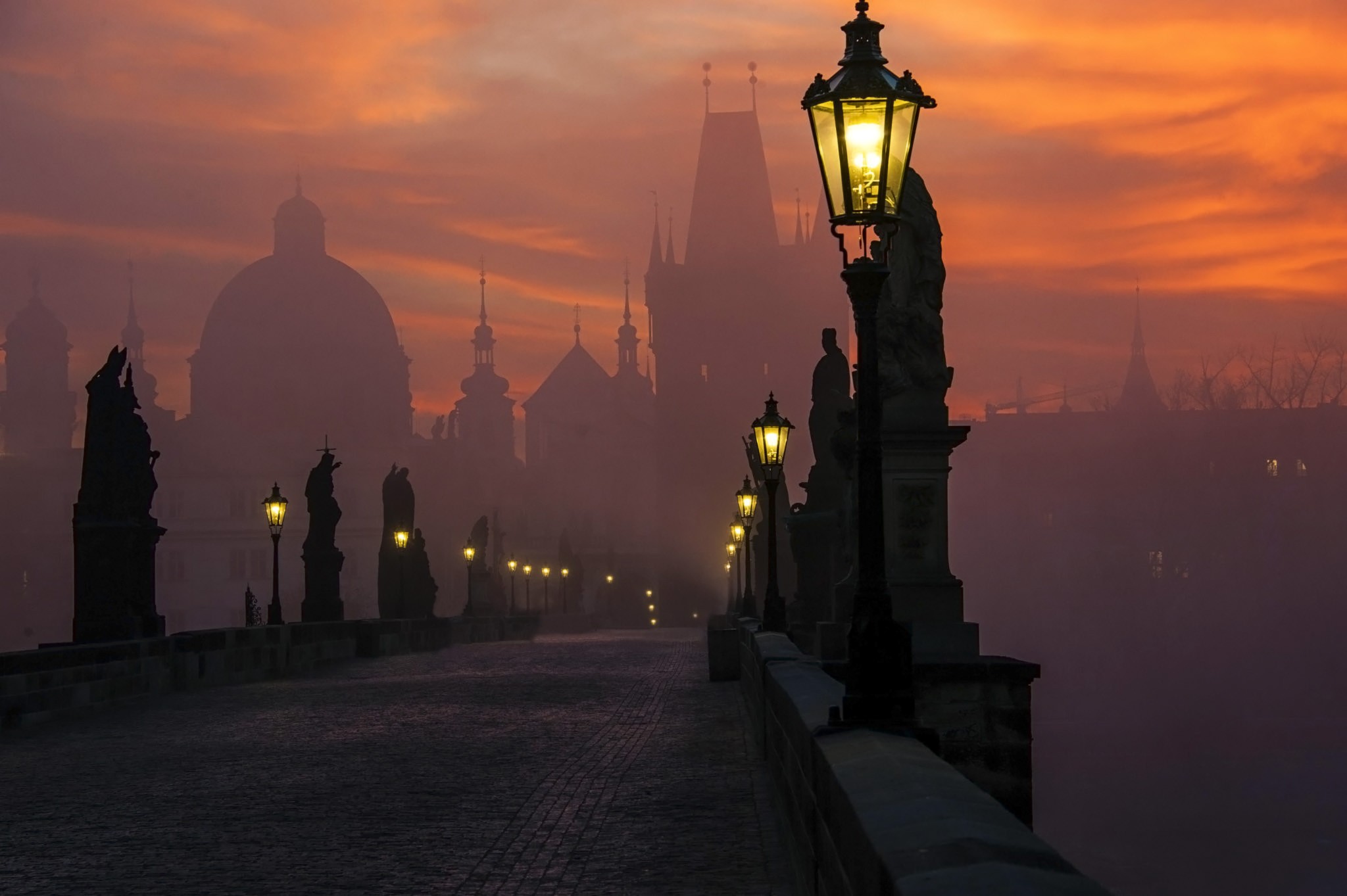 General 2048x1363 bridge Prague cityscape lantern street architecture city Europe