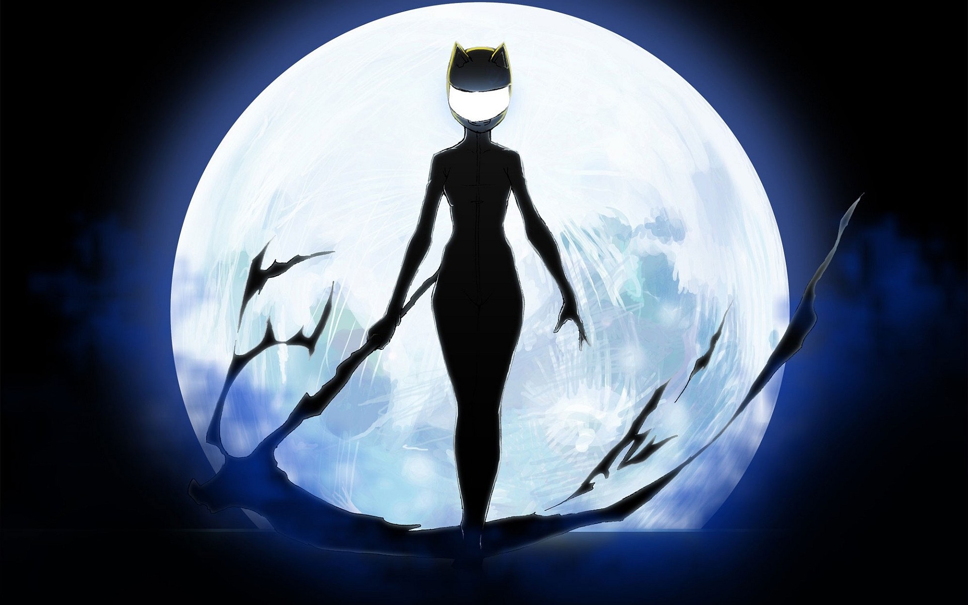 Anime 1920x1200 Durarara!! Celty Sturluson anime Moon standing night anime girls dark