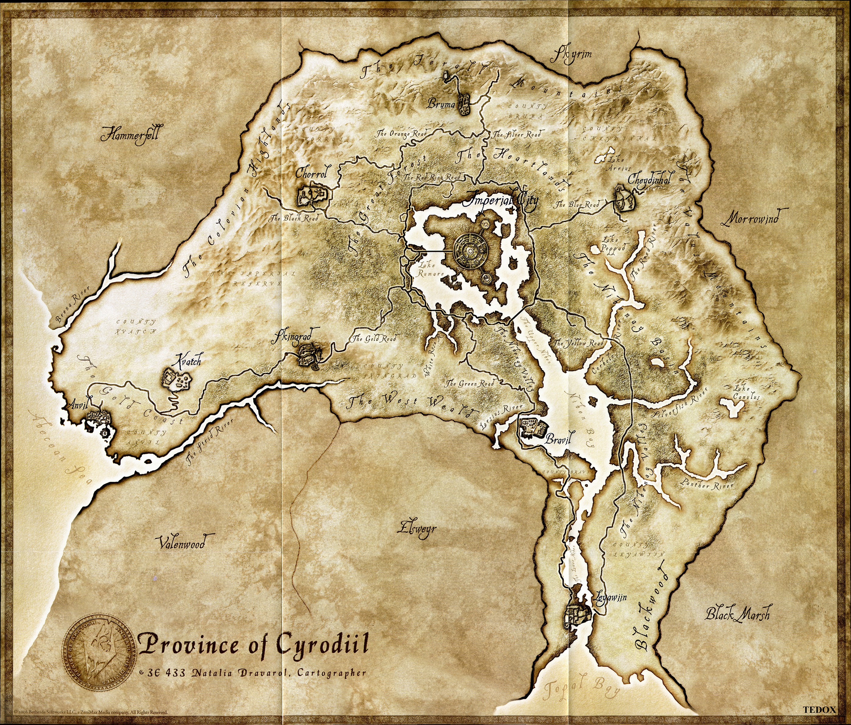 General 2800x2385 video games The Elder Scrolls IV: Oblivion The Elder Scrolls RPG PC gaming map