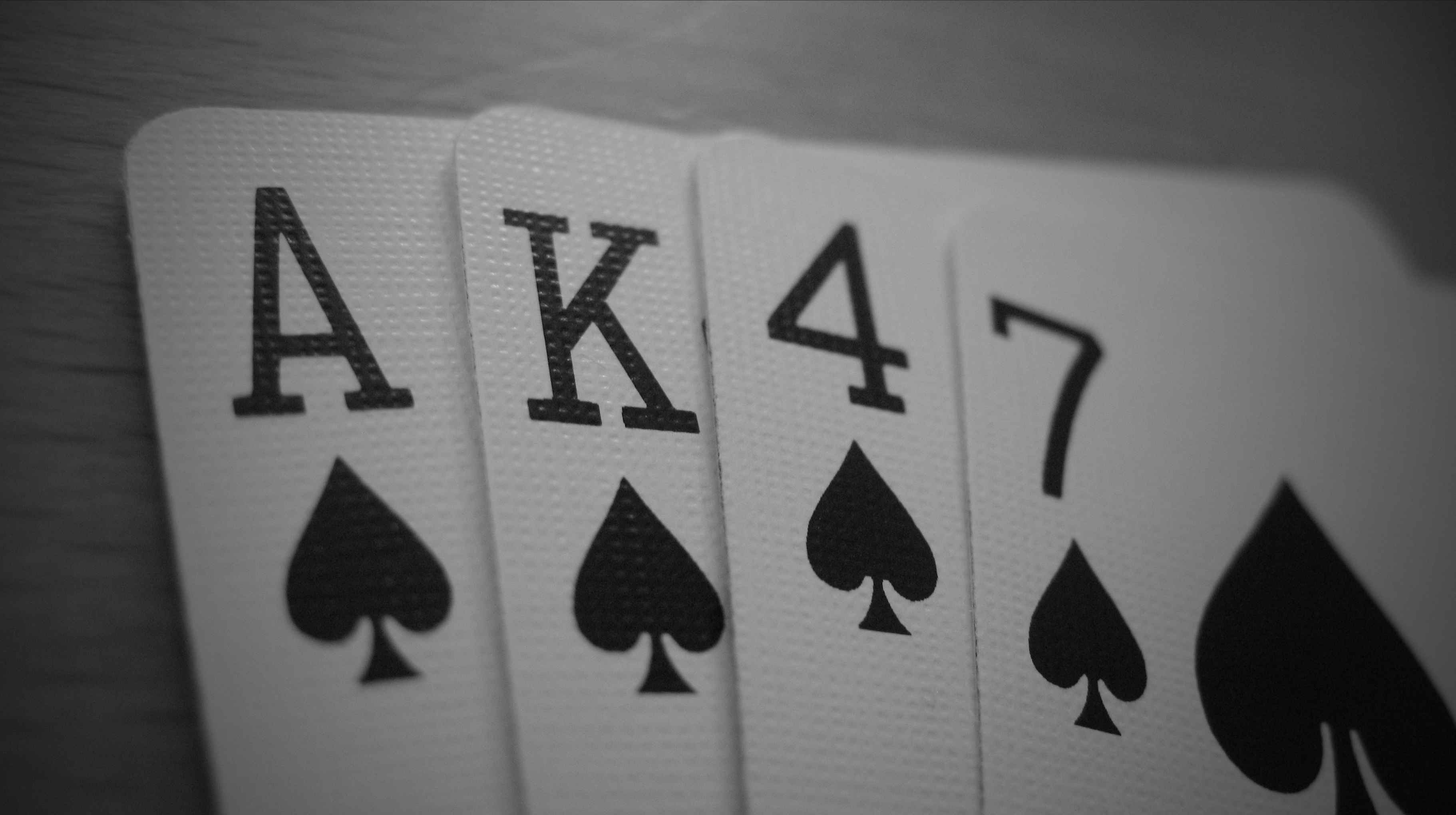 General 3644x2040 playing cards spades monochrome macro Ace of Spades AK-47