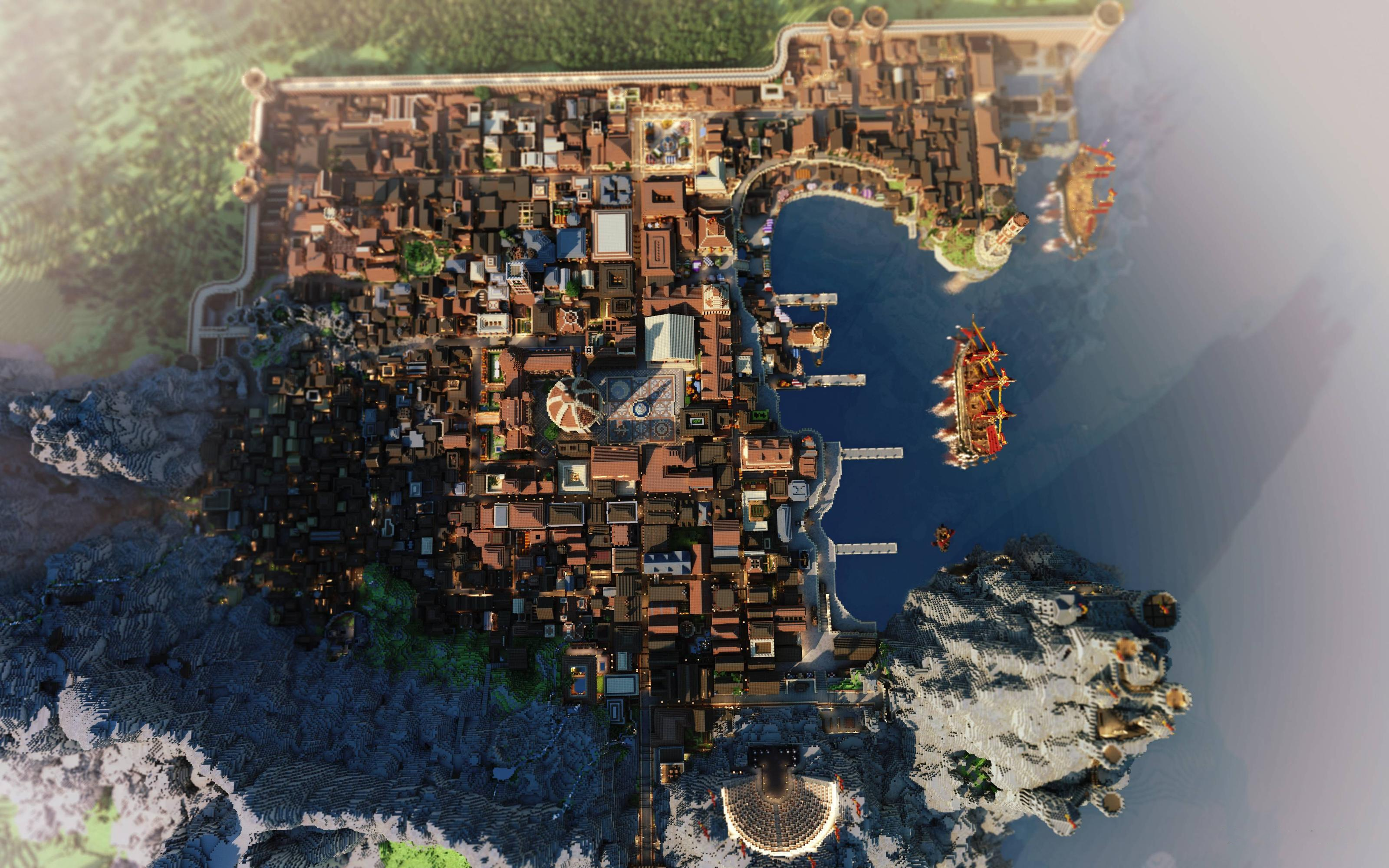General 3200x2000 digital art city Minecraft PC gaming video games