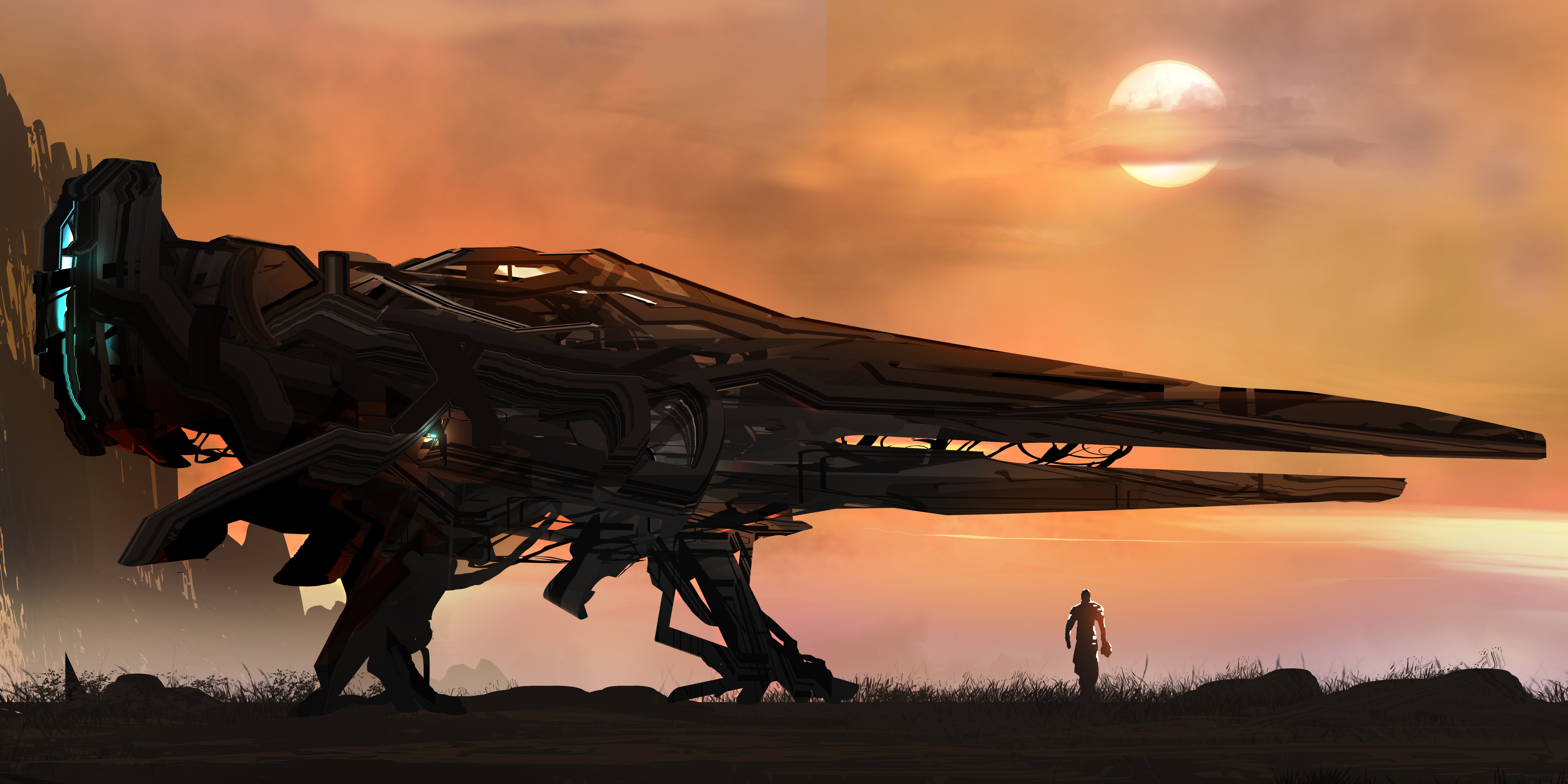 General 7200x3600 science fiction spaceship horizon artwork DeviantArt sky