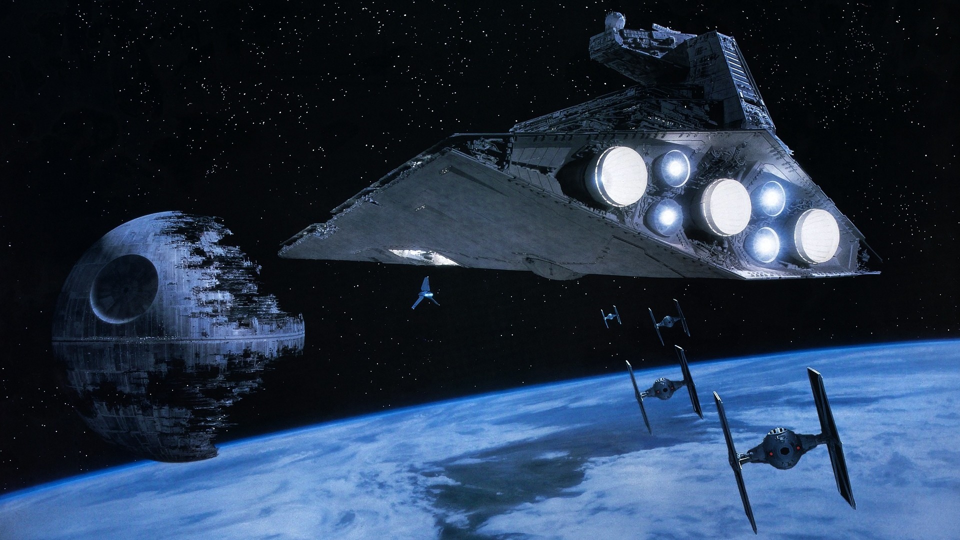 General 1920x1080 Star Wars Star Destroyer TIE Fighter Death Star Star Wars Ships Imperial Forces Star Wars: Return of the Jedi movies film stills Endor science fiction
