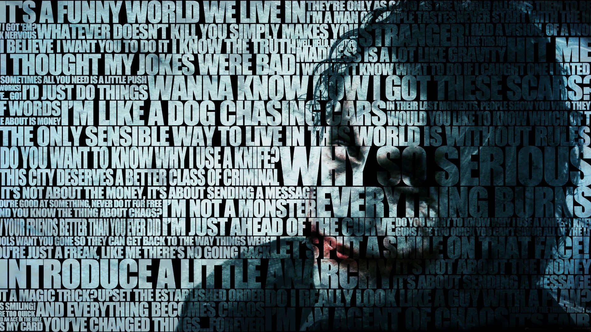 General 1920x1080 The Dark Knight Heath Ledger movies quote Joker Batman typography cyan light blue