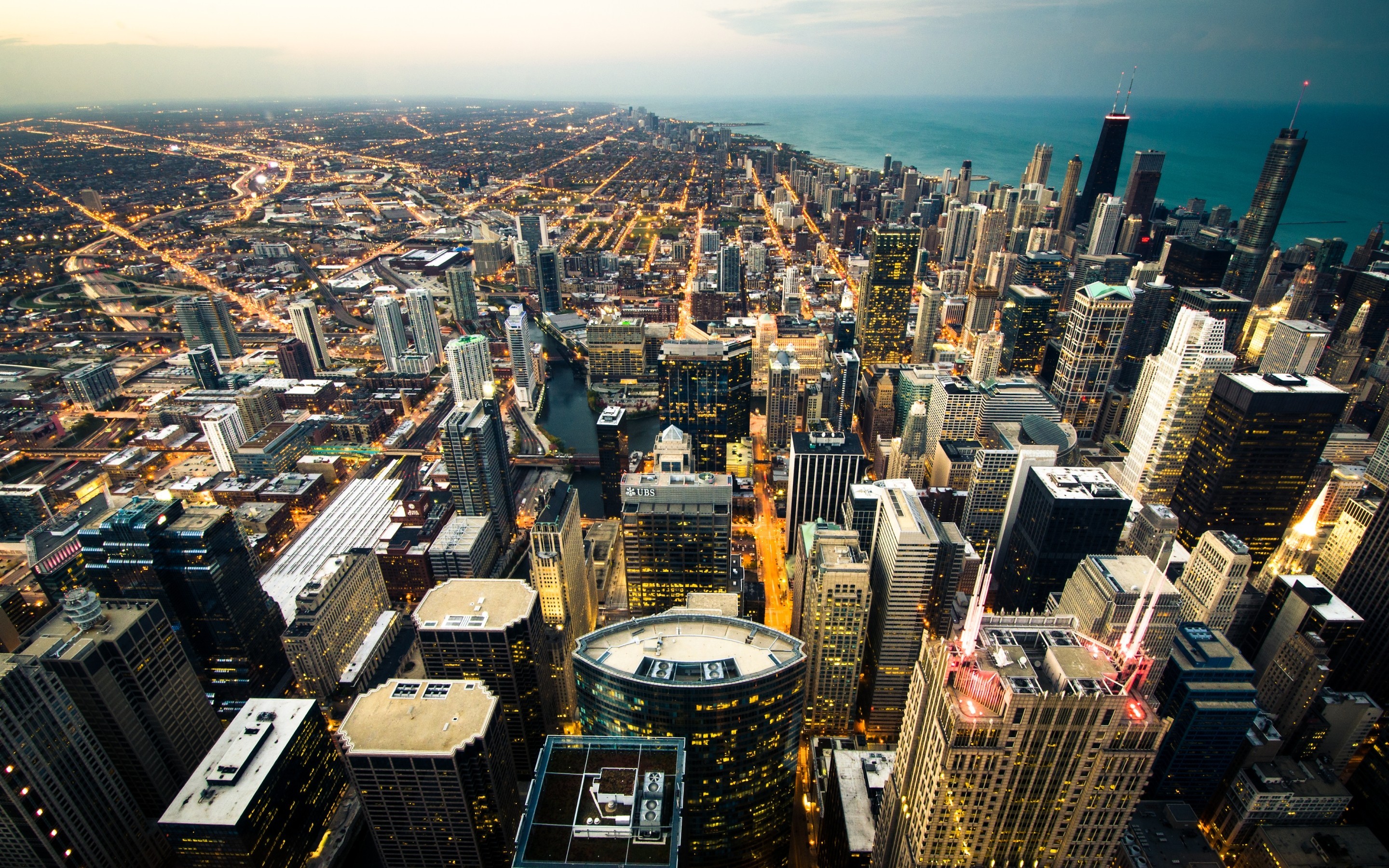 General 2880x1800 city skyline aerial view Chicago USA