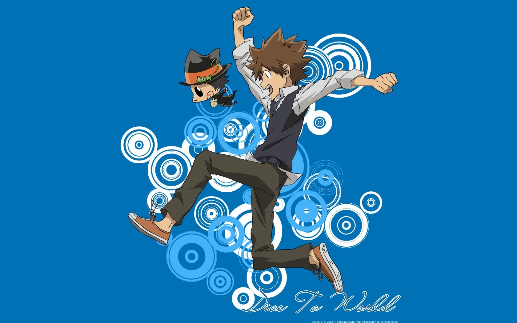 Anime 1680x1050 Katekyo Hitman Reborn! Sawada Tsunayoshi anime boys simple background blue background anime