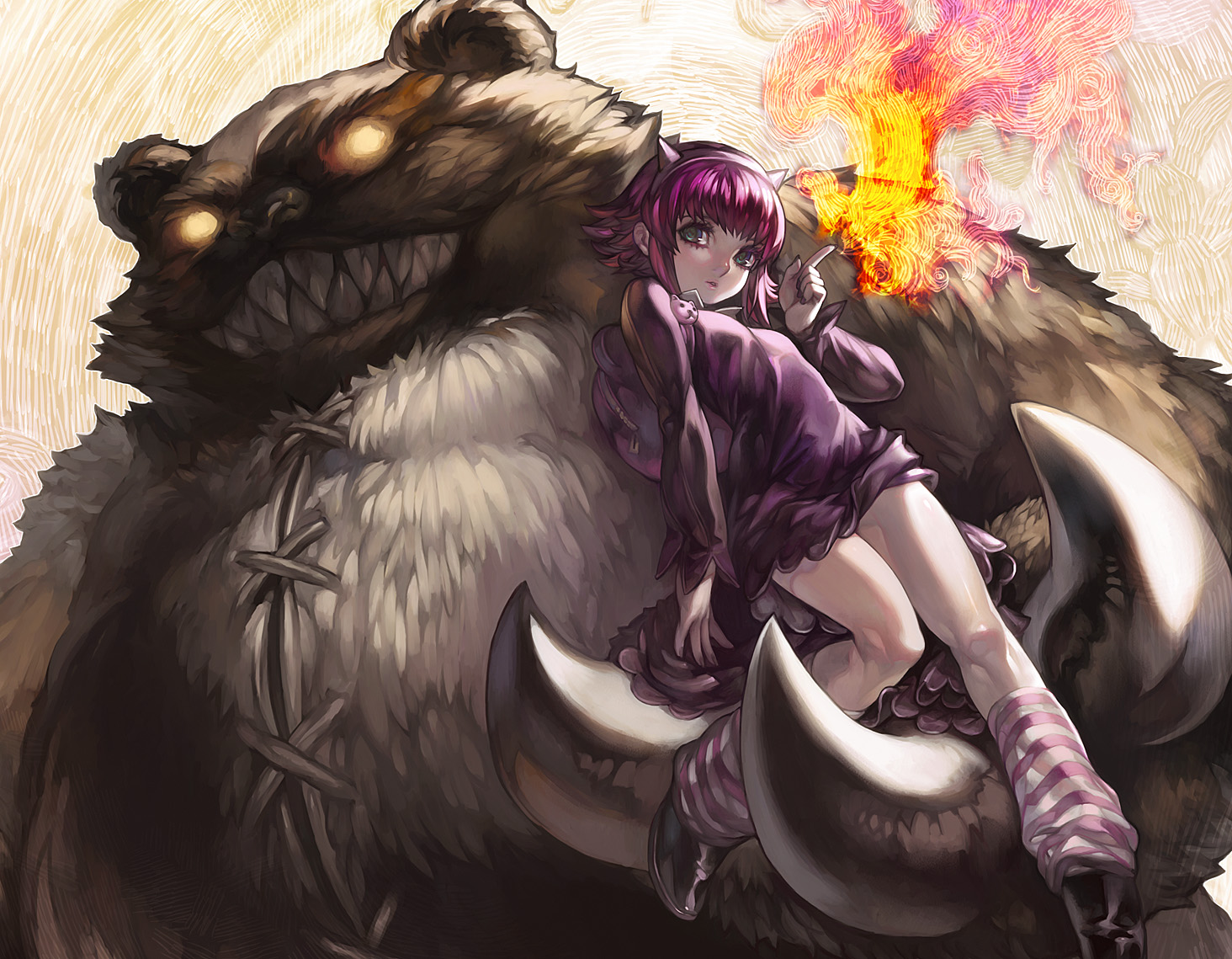 Anime 1464x1139 League of Legends Annie (League of Legends) fantasy art video games PC gaming anime girls anime creature legs video game girls DeviantArt Aoin thighs video game characters video game art