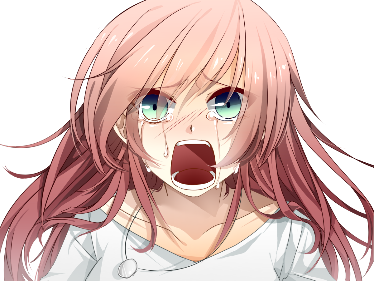 Anime 1200x900 sad anime anime girls open mouth crying long hair simple background white background