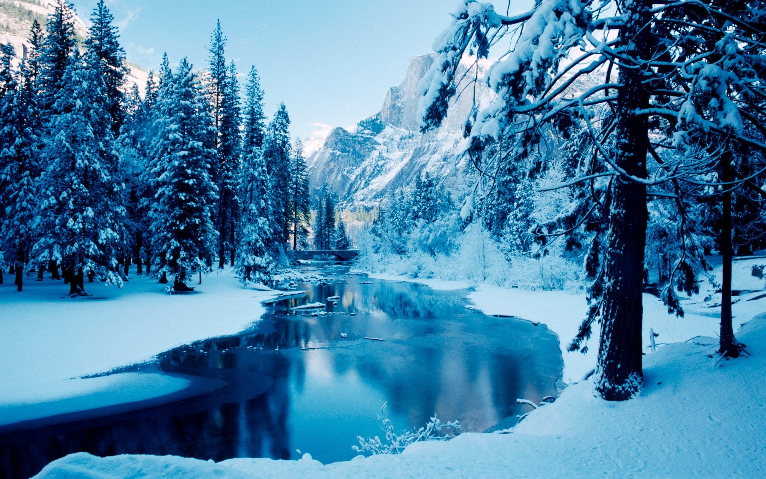 General 2560x1600 winter blue river cyan sky snow cold ice outdoors nature
