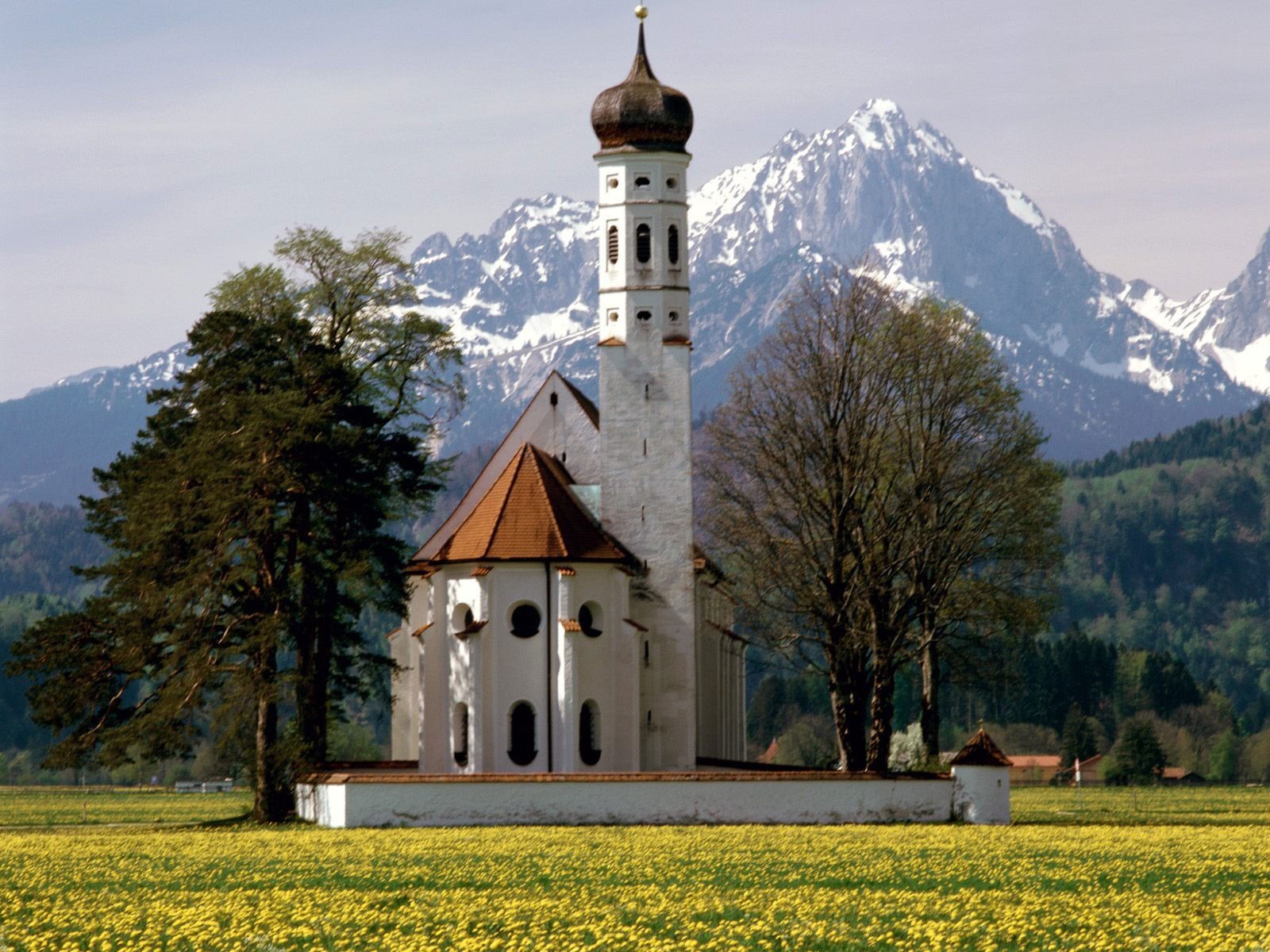 General 1600x1200 architecture church mountains trees Bavaria Germany