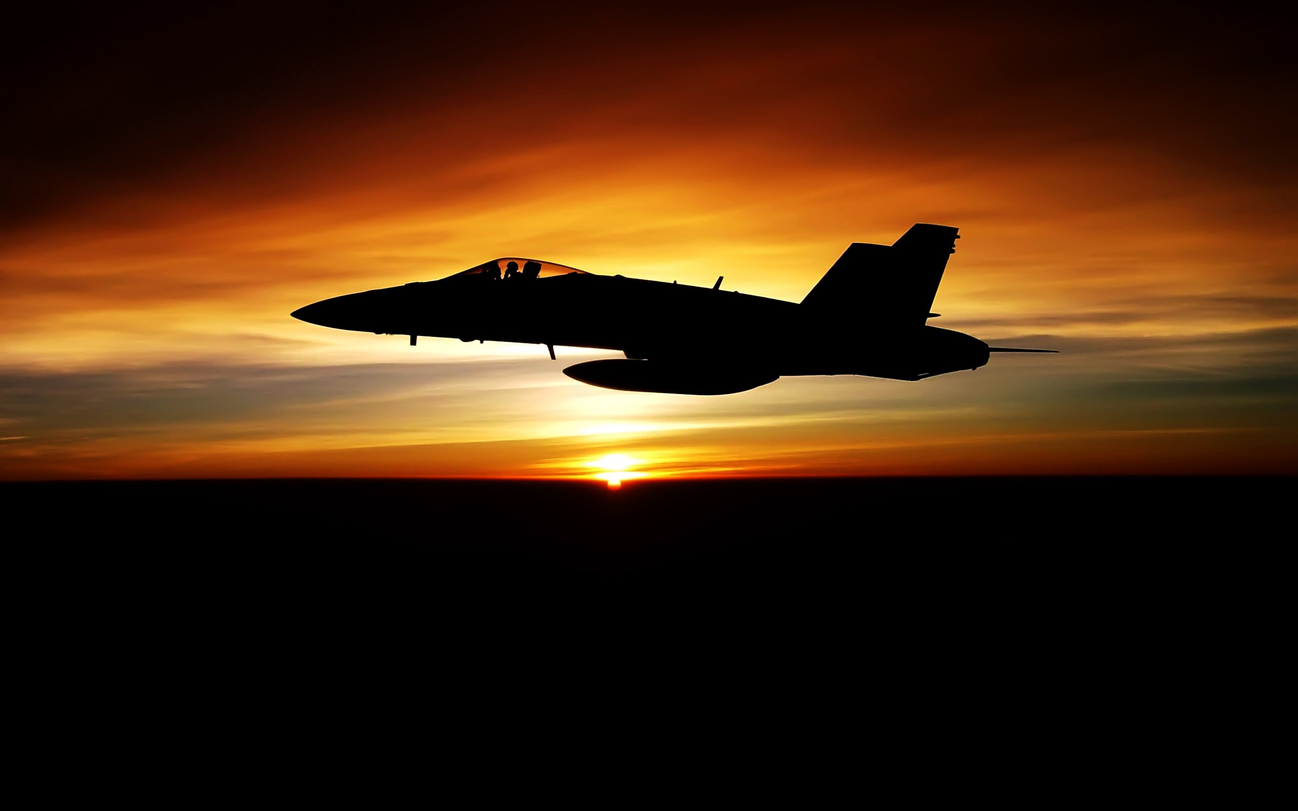 General 2560x1600 aircraft sunset military aircraft silhouette McDonnell Douglas F/A-18 Hornet vehicle military vehicle sky dark sunlight American aircraft military sunset glow photography McDonnell Douglas clouds airplane dusk pilot