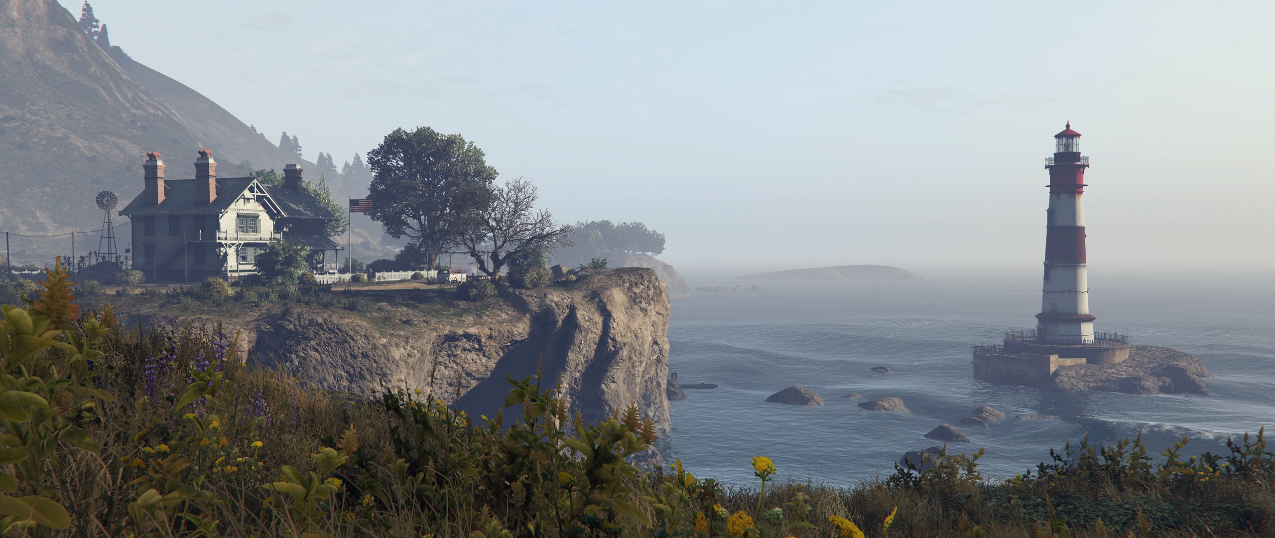 General 2560x1080 Grand Theft Auto V video games screen shot lighthouse PC gaming