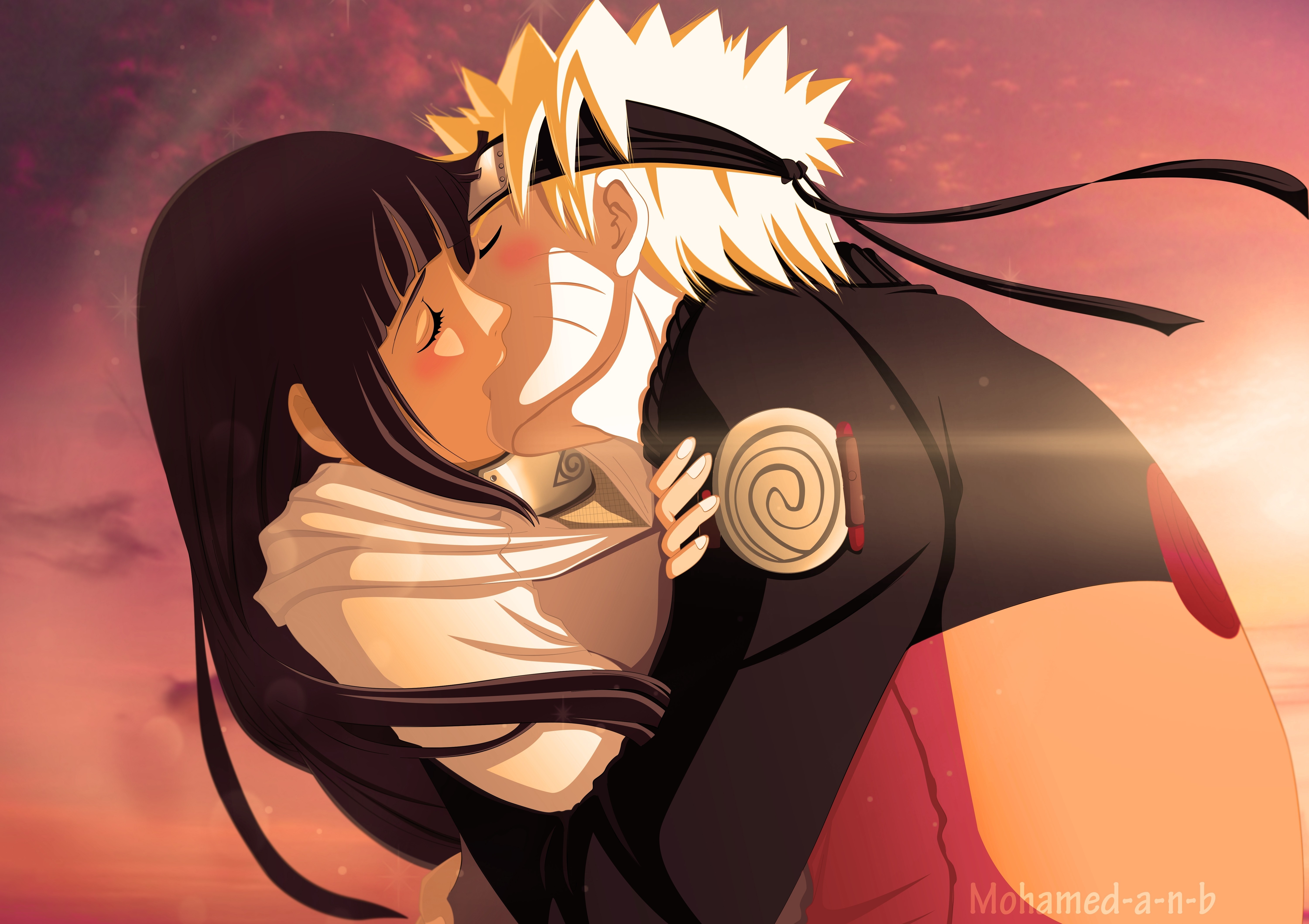 Anime 6000x4236 digital art anime Hyuuga Hinata kissing Uzumaki Naruto anime boys anime girls