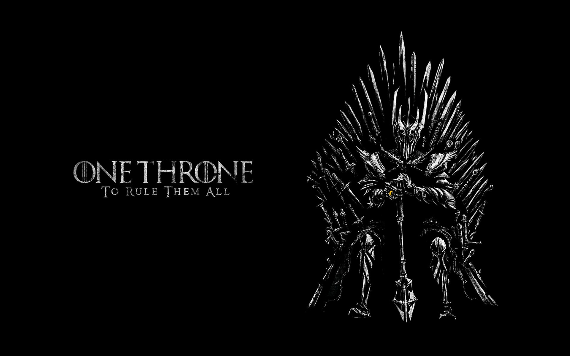 General 1920x1200 Game of Thrones The Lord of the Rings Sauron crossover movies TV series villains black background simple background text digital art