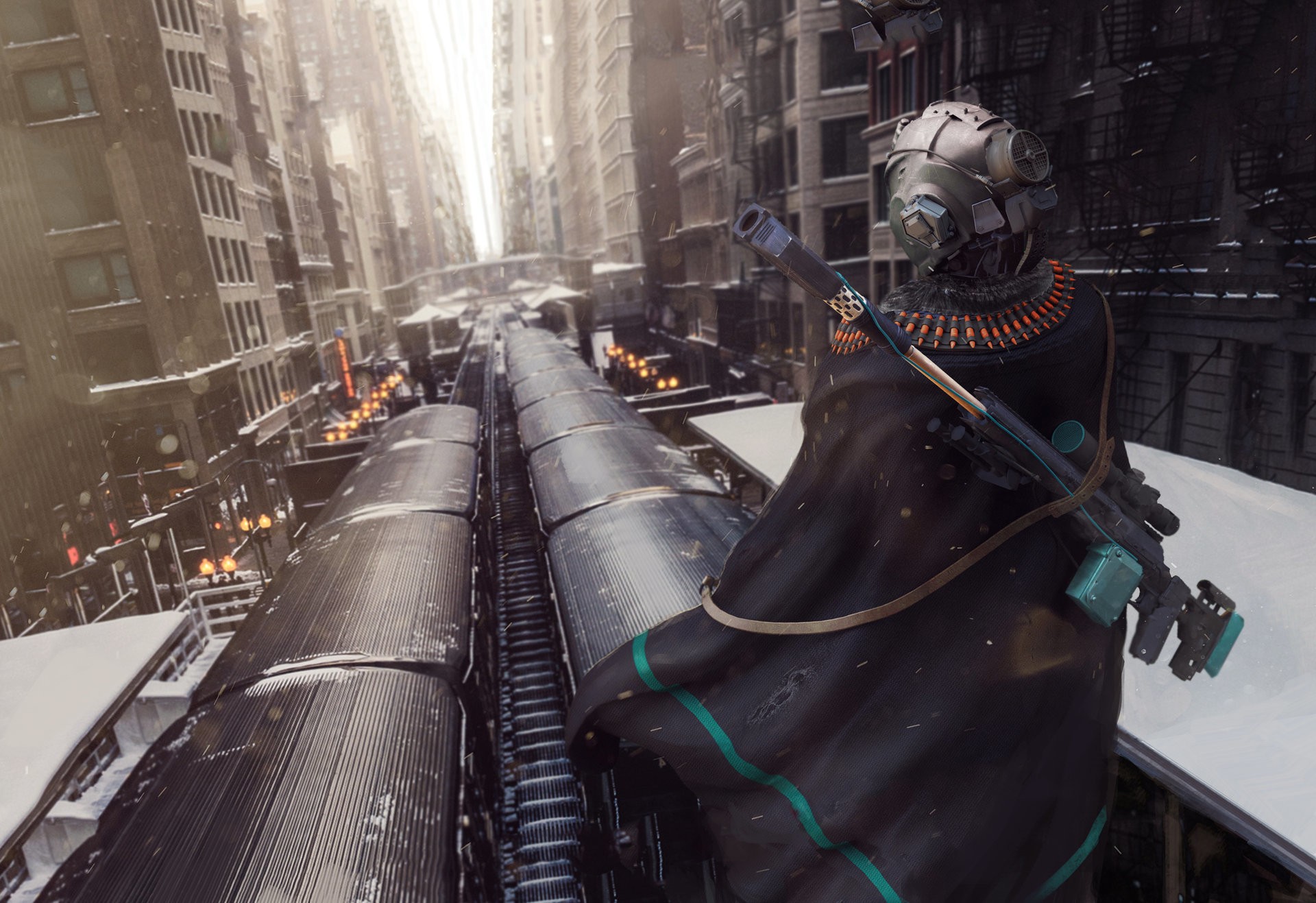General 1920x1317 artwork futuristic science fiction train city vehicle weapon