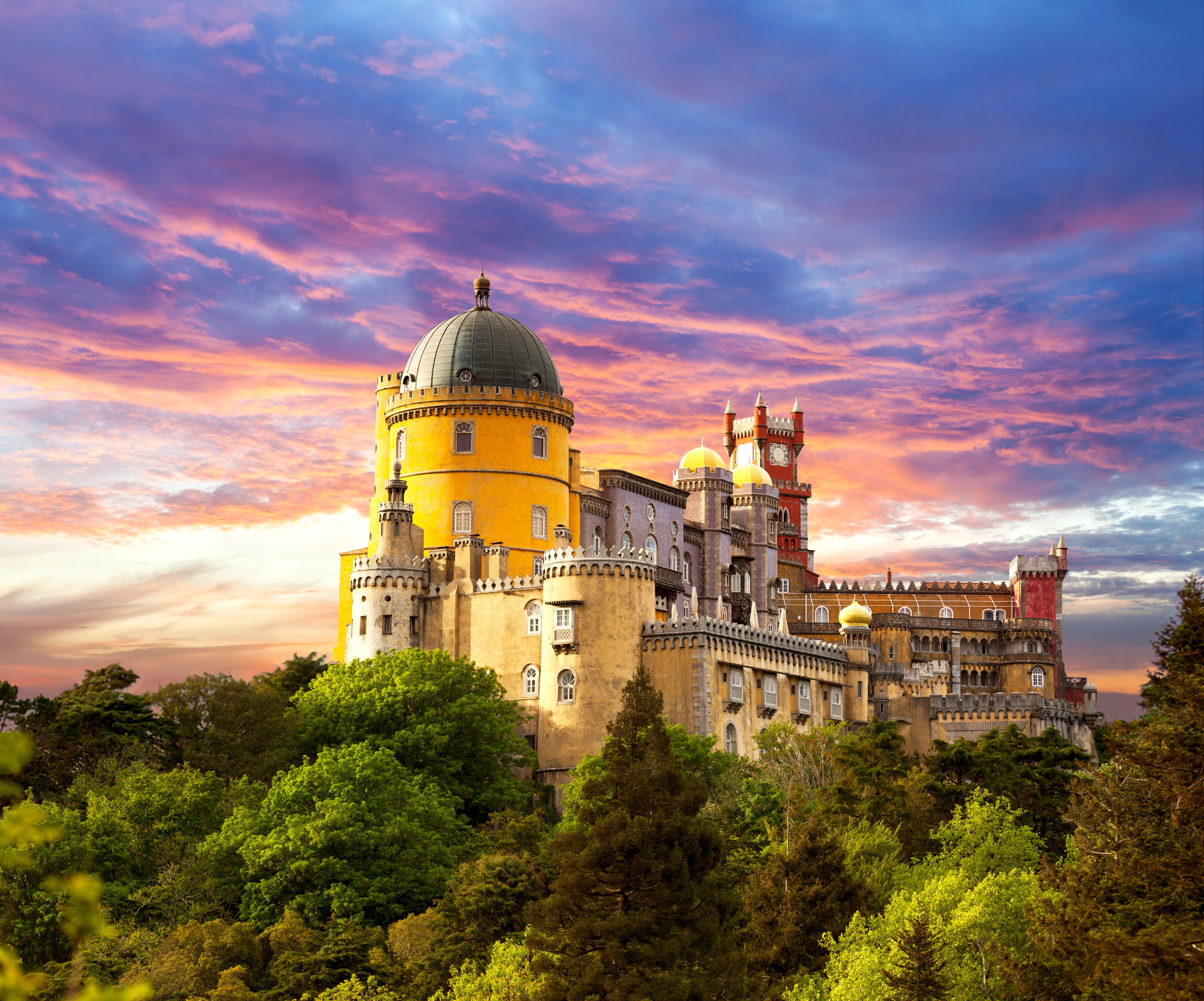 General 5050x4200 architecture nature clouds building castle trees sunset Portugal tower Sintra