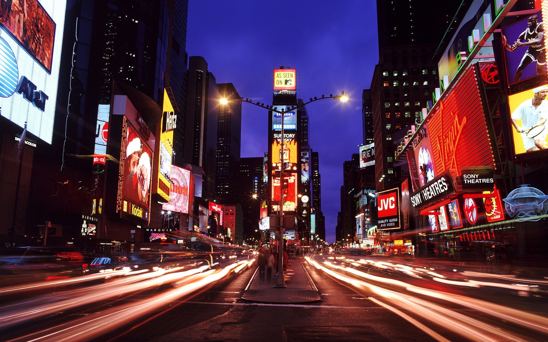 General 1920x1200 Times Square New York City neon light trails street USA long exposure cityscape city lights