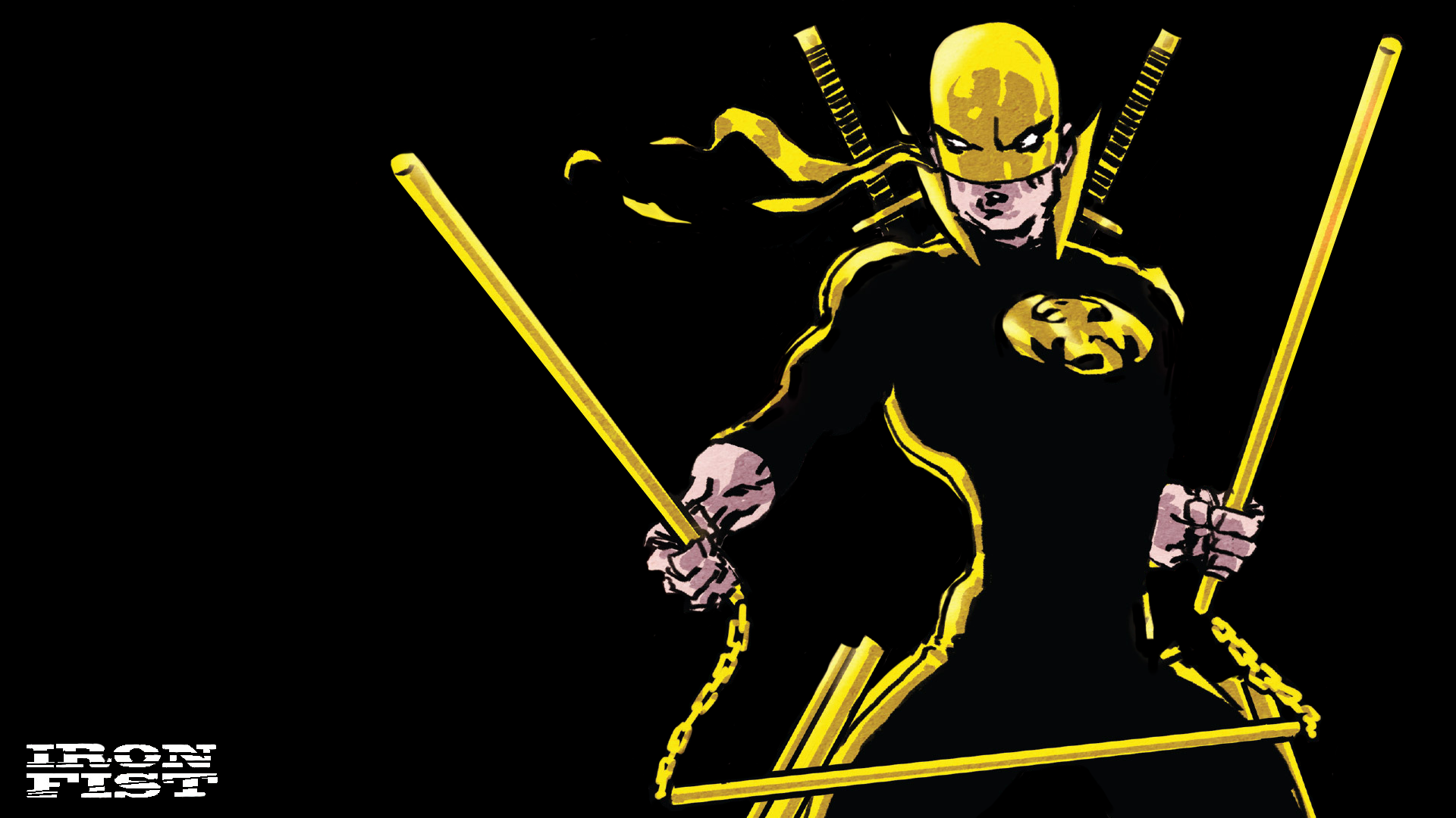General 1920x1080 Iron Fist Marvel Comics artwork simple background mask black background