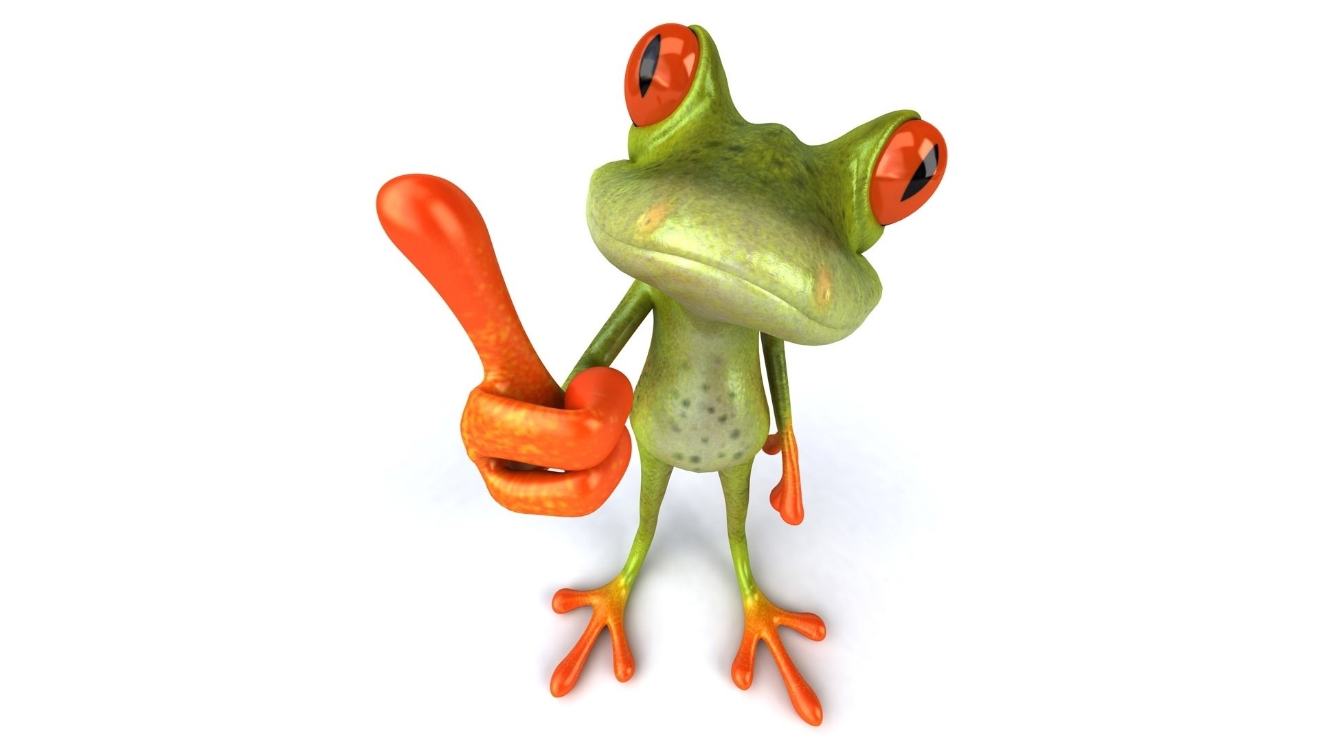 General 1920x1080 digital art animals CGI fingers white background orange eyes reflection Red-Eyed Tree Frogs