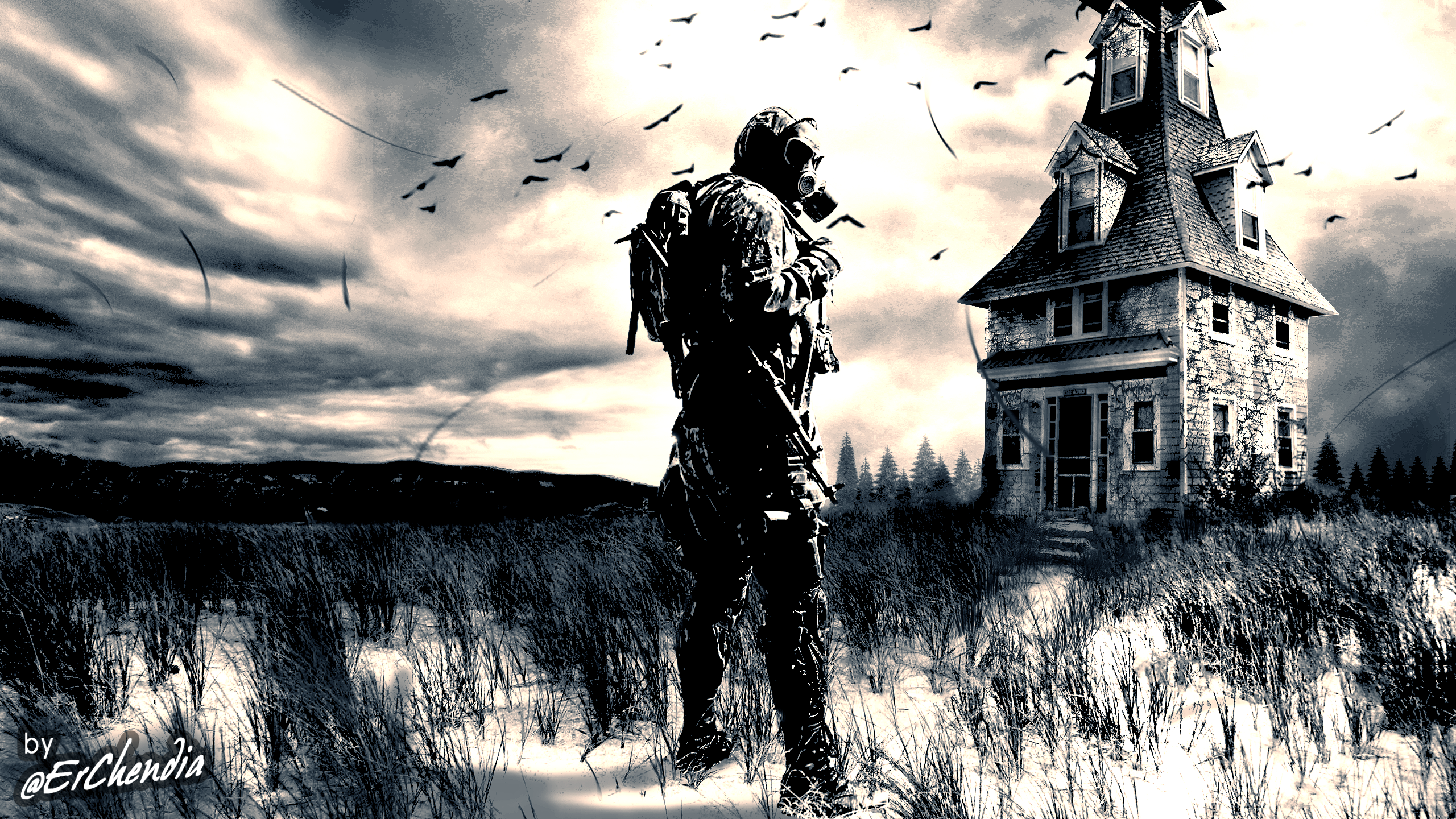 General 2560x1440 S.T.A.L.K.E.R. video games apocalyptic PC gaming ruins gas masks video game art