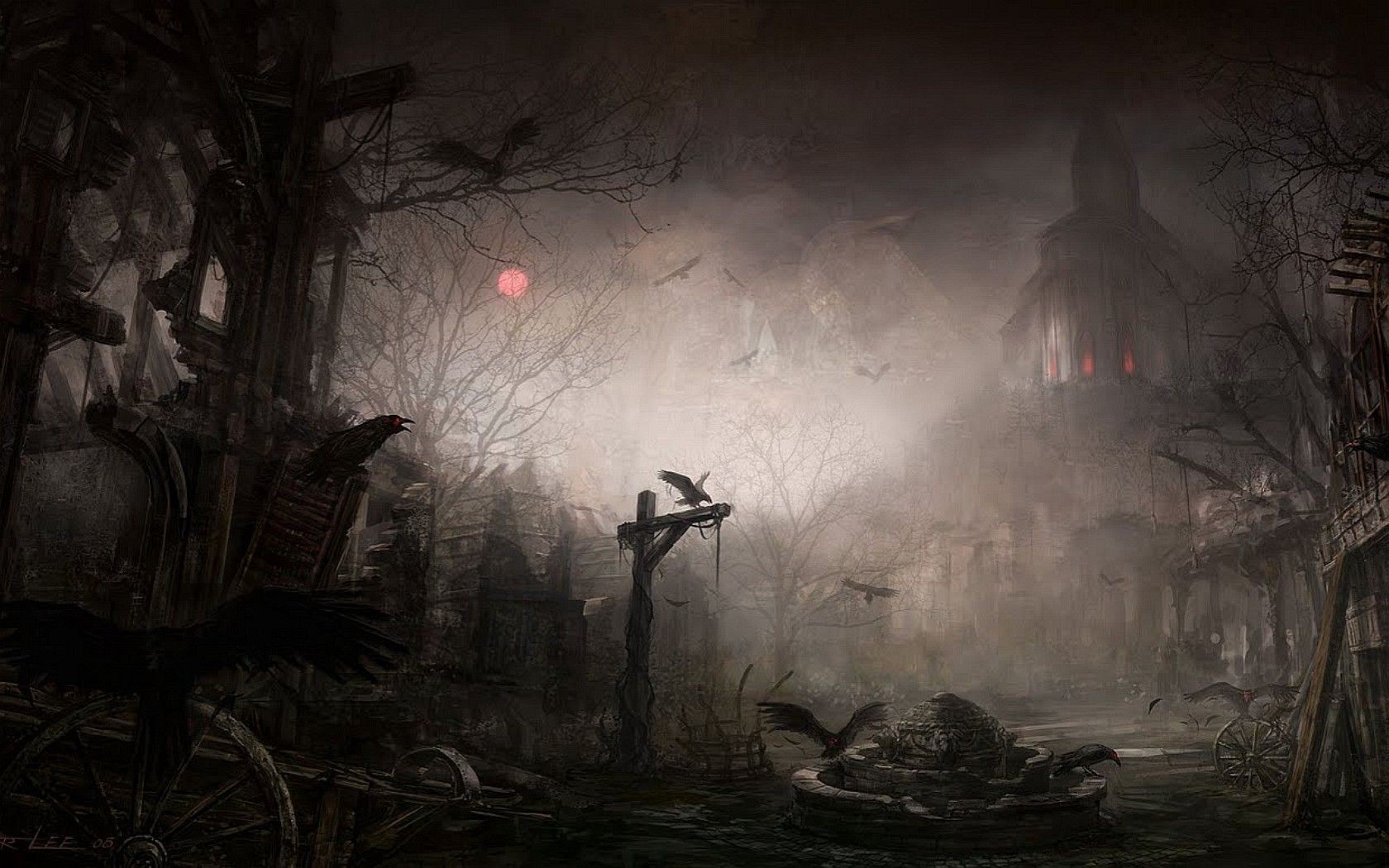 General 1680x1050 Gothic fantasy city raven dark fantasy horror fantasy art Diablo III video game art PC gaming video games
