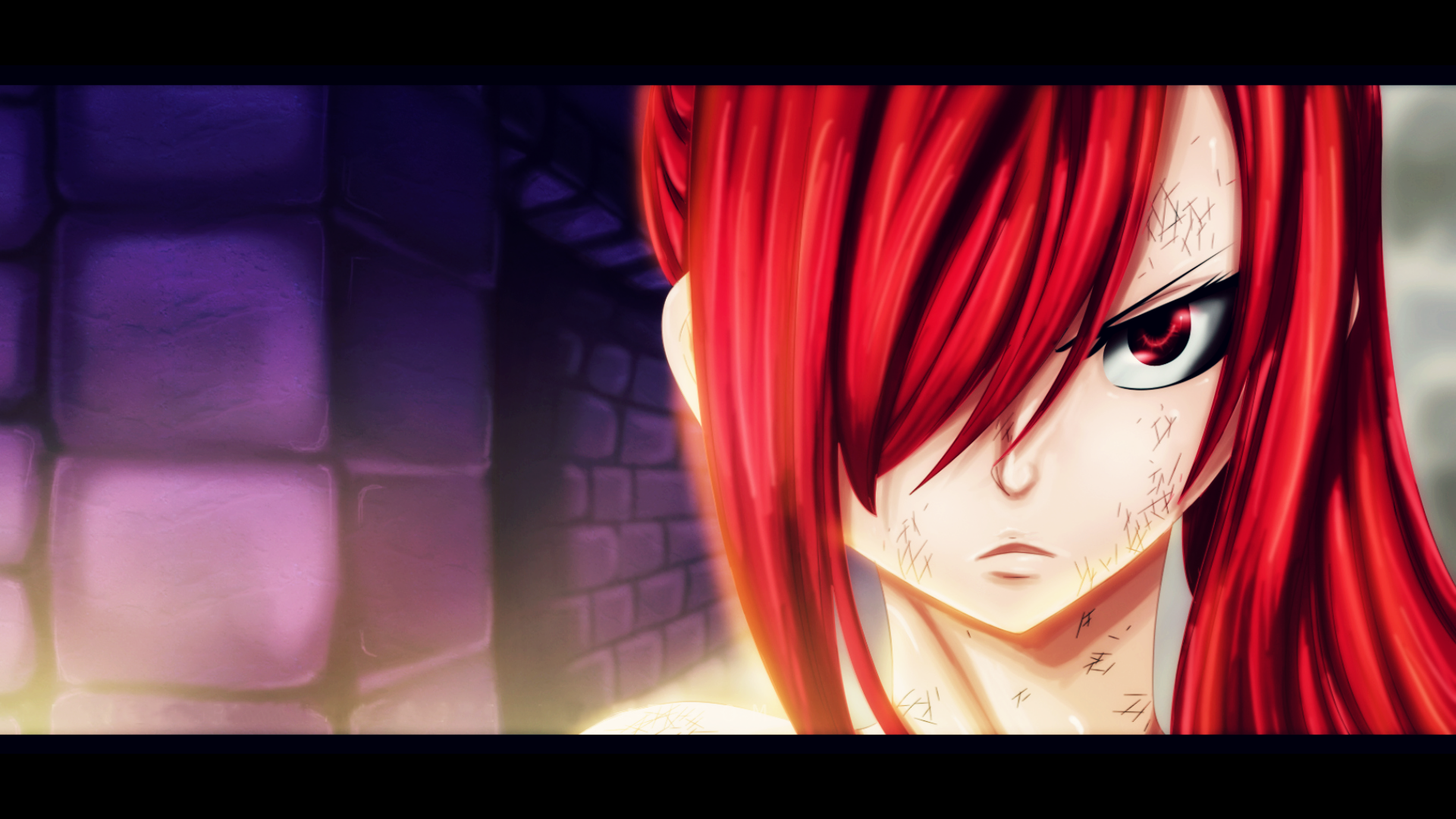 Anime 1920x1080 Fairy Tail Scarlet Erza anime girls anime angry redhead red eyes looking at viewer
