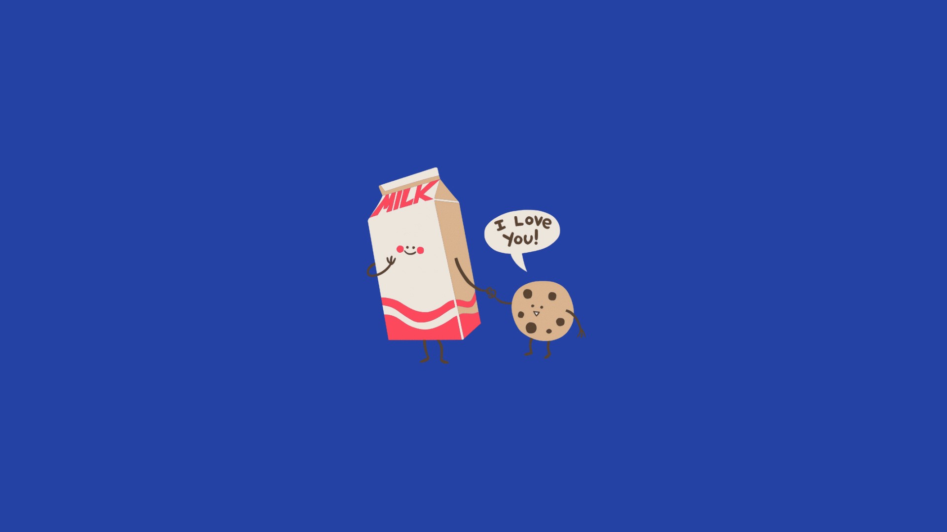 General 1920x1080 minimalism humor drawing blue background milk love cookies simple background food