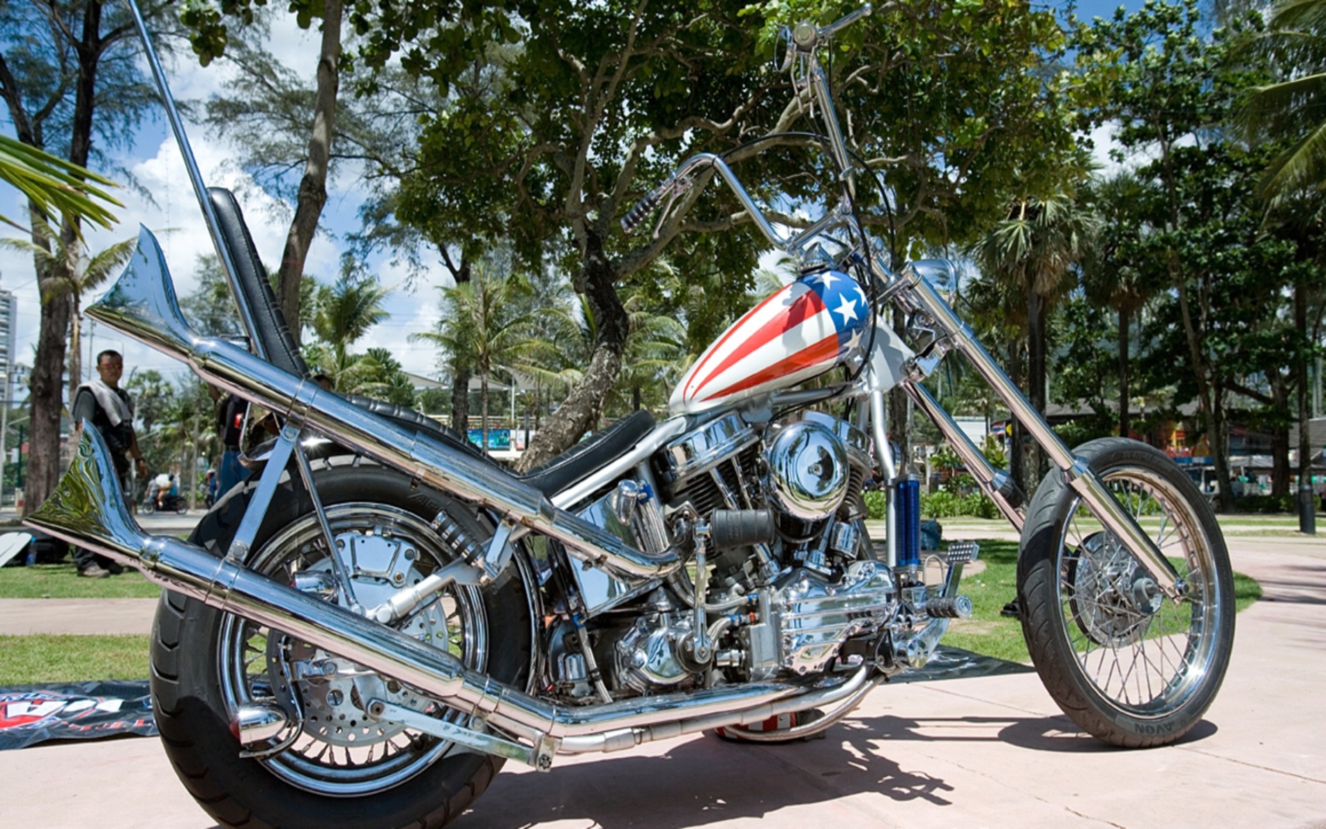 General 1920x1200 motorcycle vehicle Harley-Davidson Silver Motorcycles American flag USA