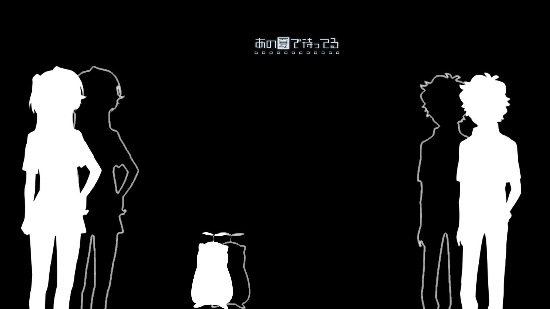 Anime 1920x1080 anime Ano Natsu de Matteru Kirishima Kaito Takatsuki Ichika anime girls silhouette simple background black background anime boys minimalism