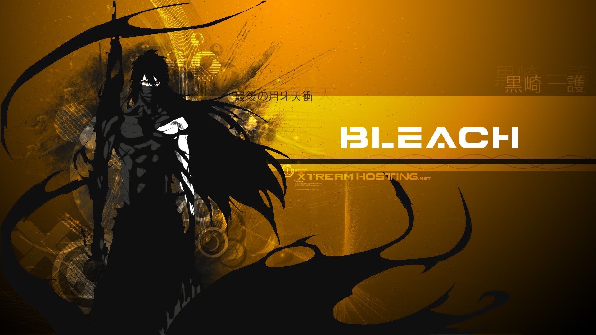 Anime 1920x1080 Bleach Kurosaki Ichigo Mugetsu yellow background bandages anime dark mask