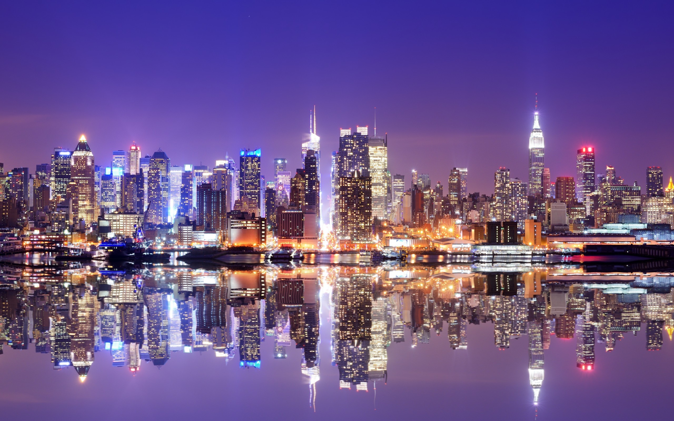 General 2560x1600 skyscraper New York City city landscape USA city lights reflection skyline